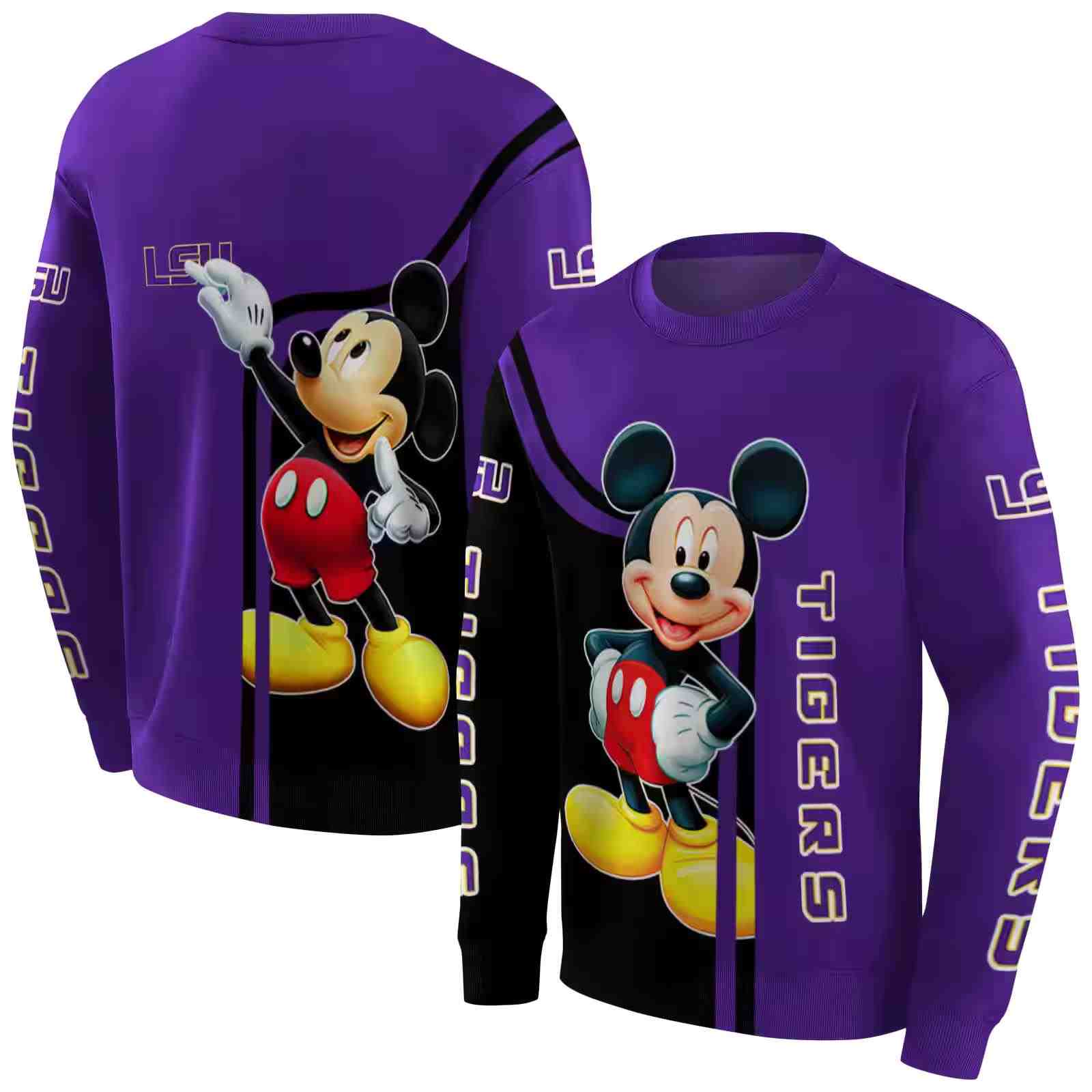 lsu tigers mickey mouse purple black hoodie premium grade