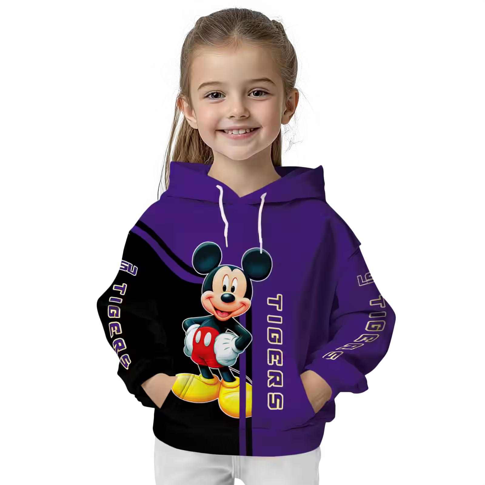 lsu tigers mickey mouse purple black hoodie top rated