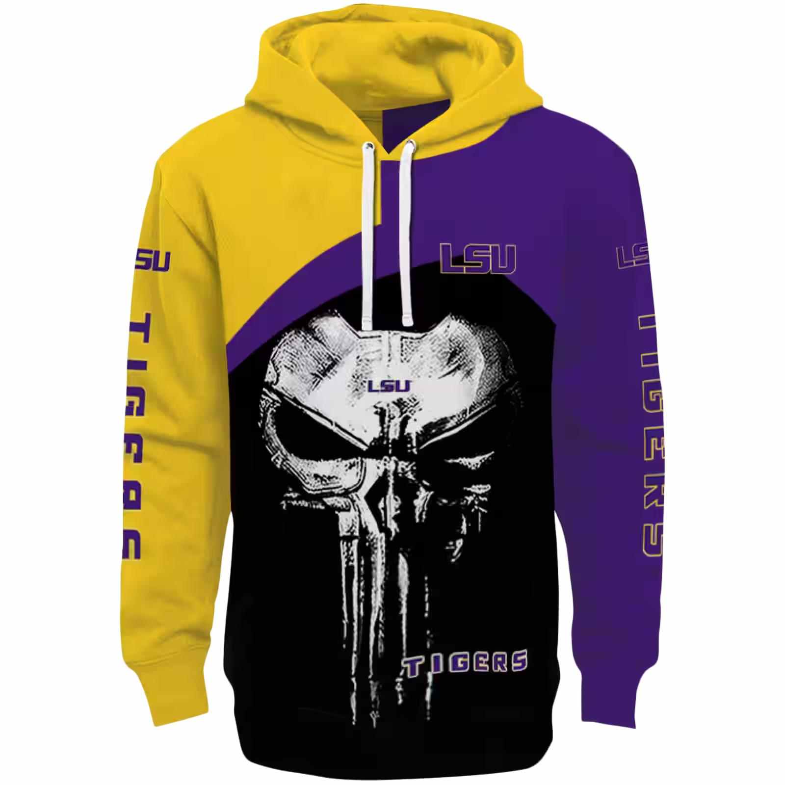 LSU Tigers Skull Punisher Gold Black Hoodie