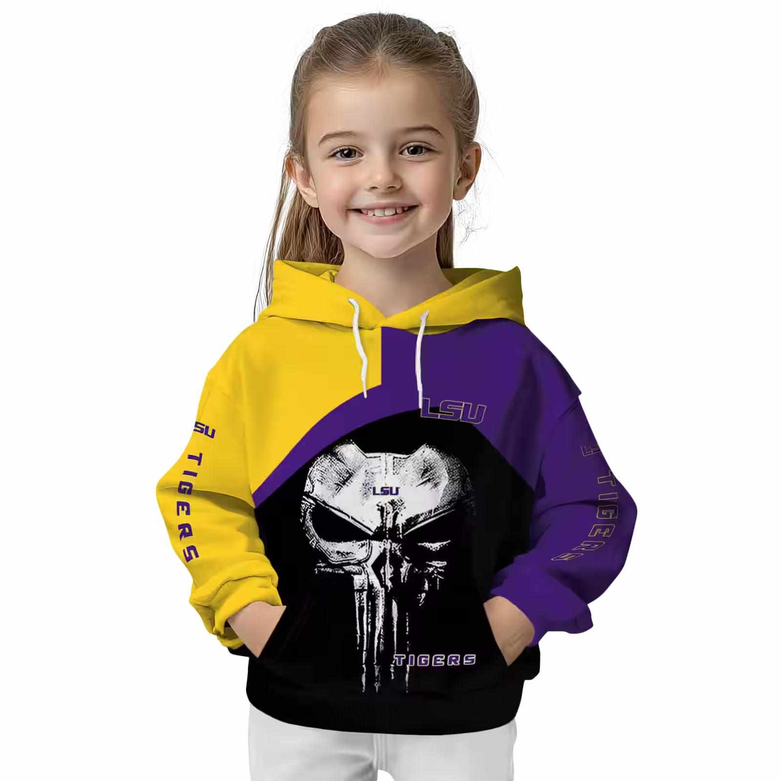 lsu tigers skull punisher gold black hoodie top rated