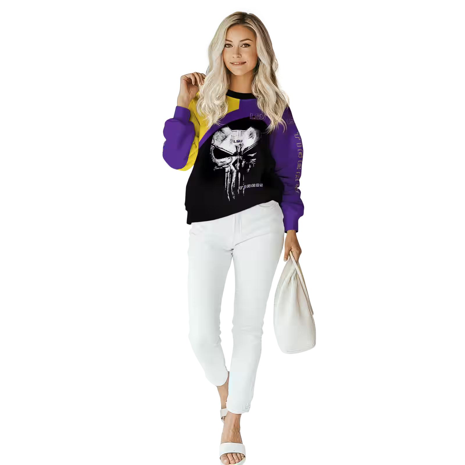 lsu tigers skull punisher gold black hoodie trendy