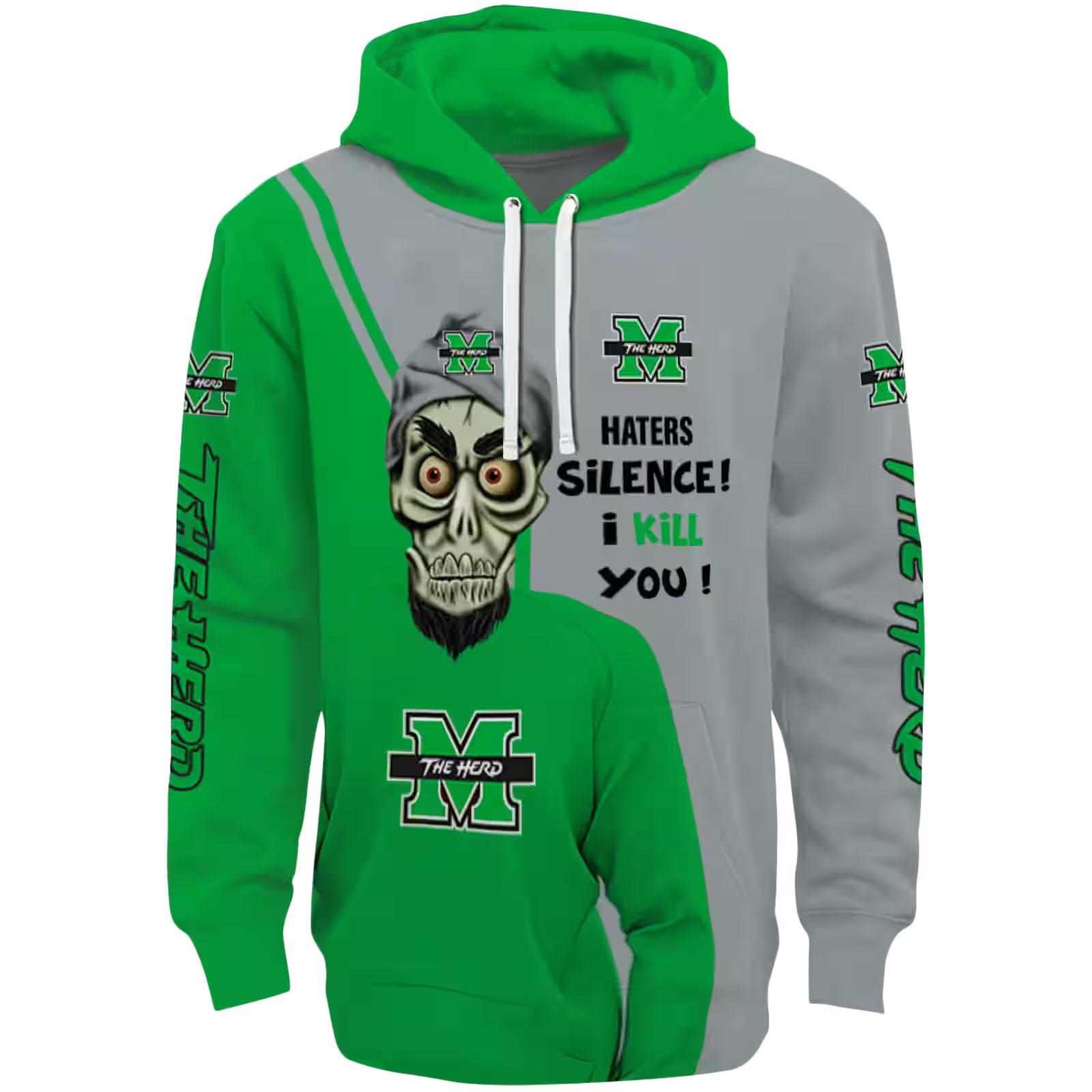 marshall thundering herd achmed skull green hoodie best selling