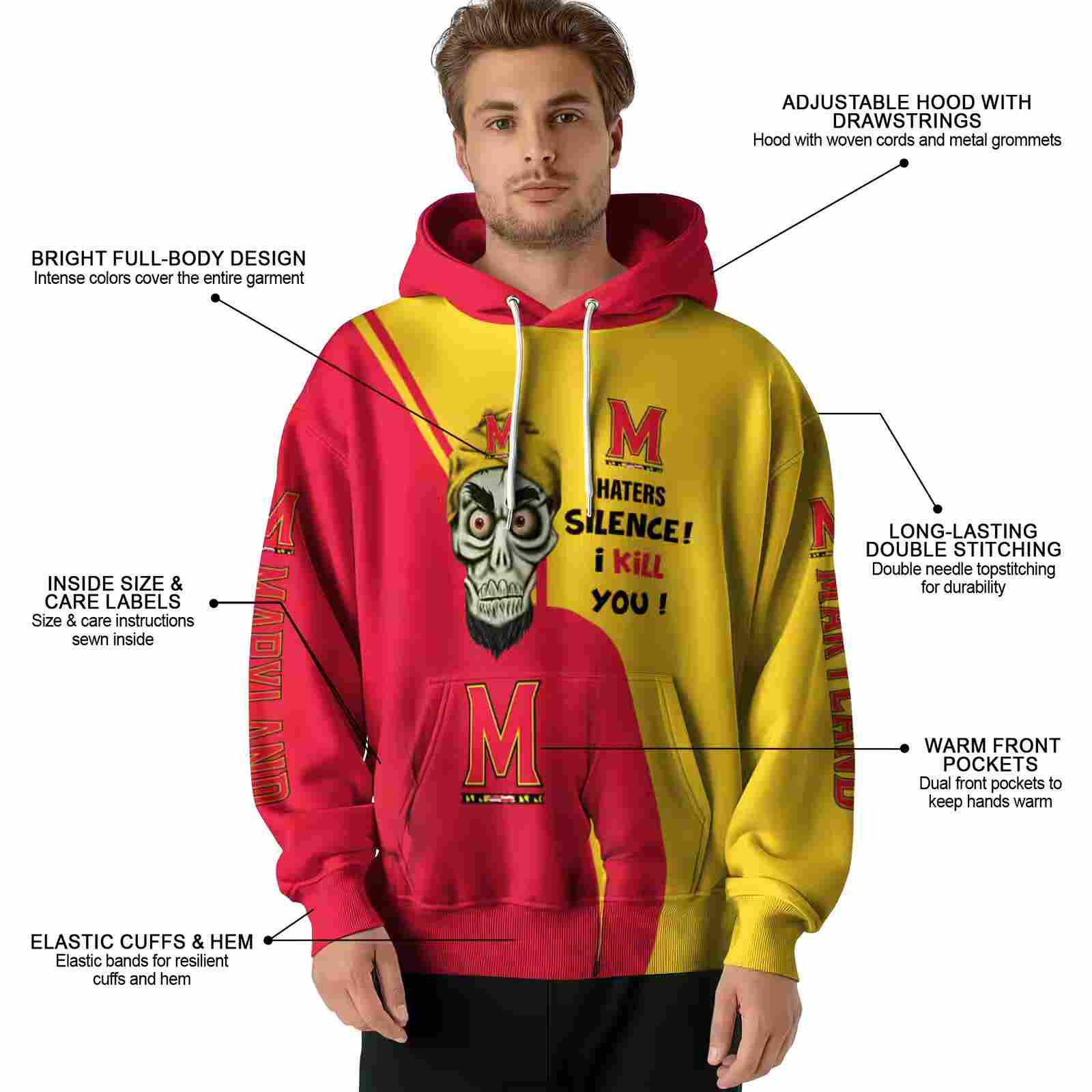 maryland terrapins achmed skull red hoodie latest model