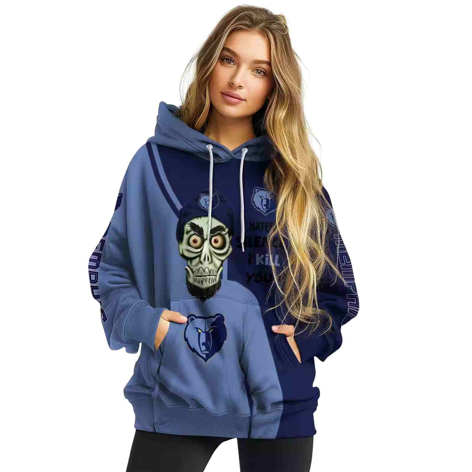 memphis grizzlies achmed skull blue hoodie high quality