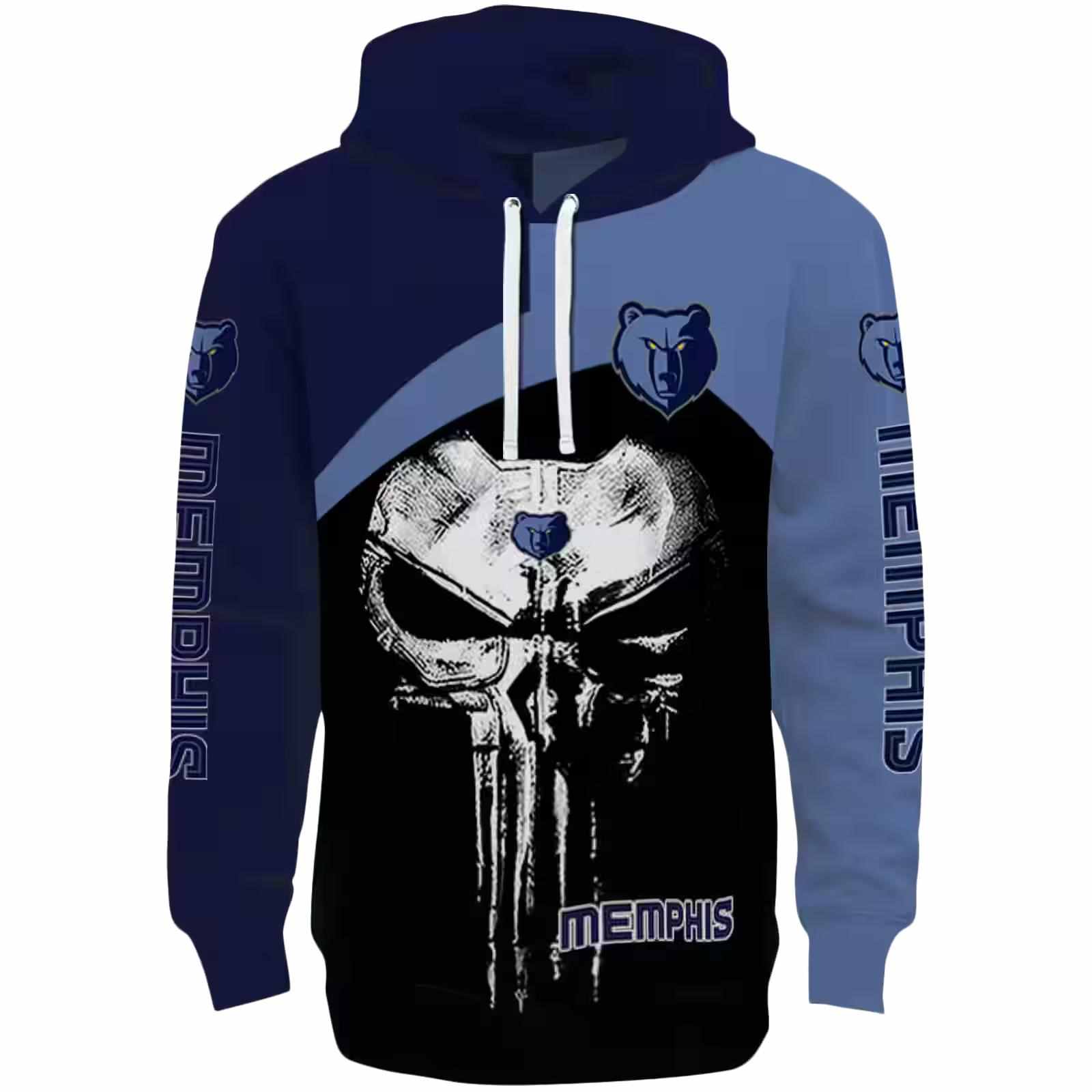 Memphis Grizzlies Skull Punisher Navy Black Hoodie