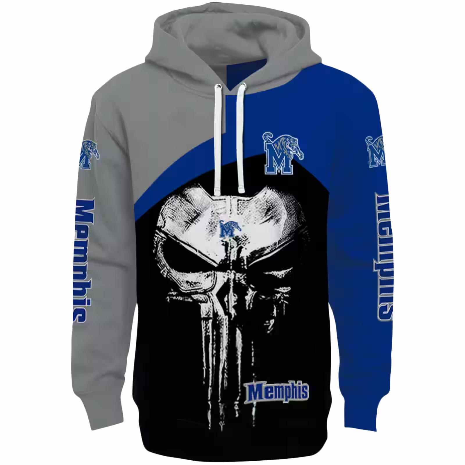 Memphis Tigers Skull Punisher Gray Black Hoodie