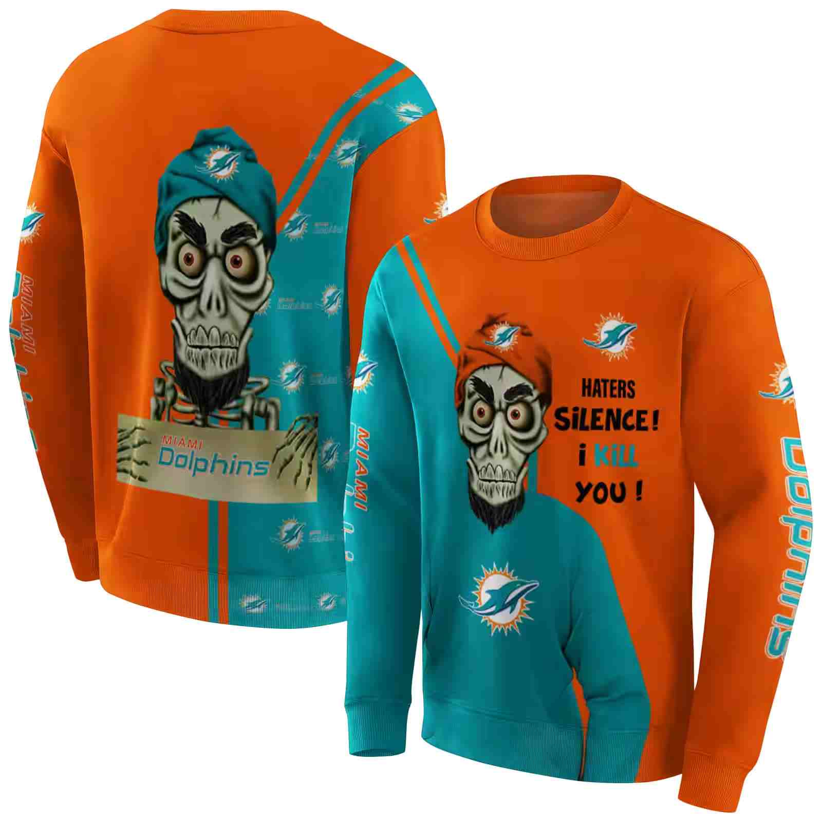 miami dolphins achmed skull aqua hoodie premium grade