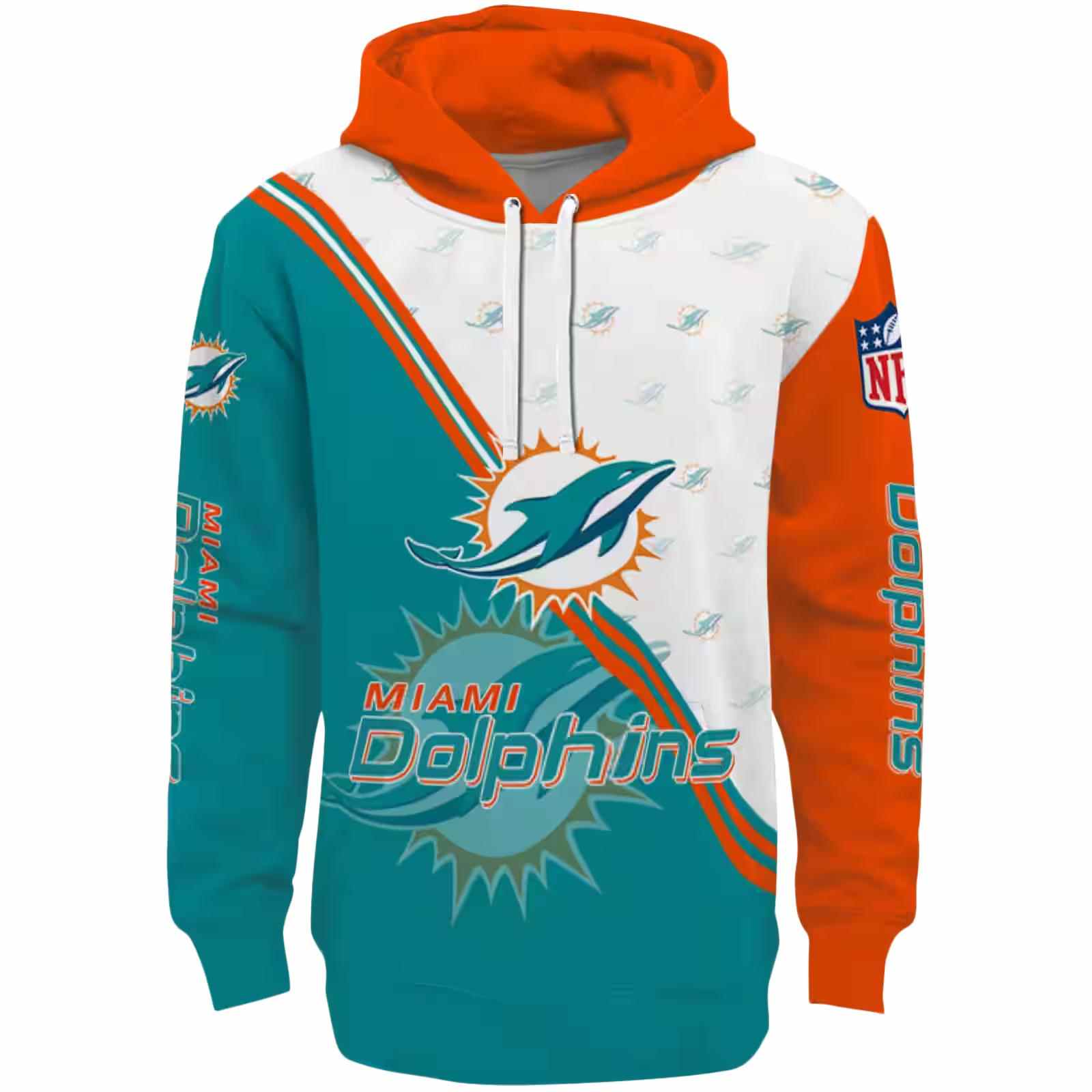 Miami Dolphins Diagonal Stripe Aqua White Hoodie