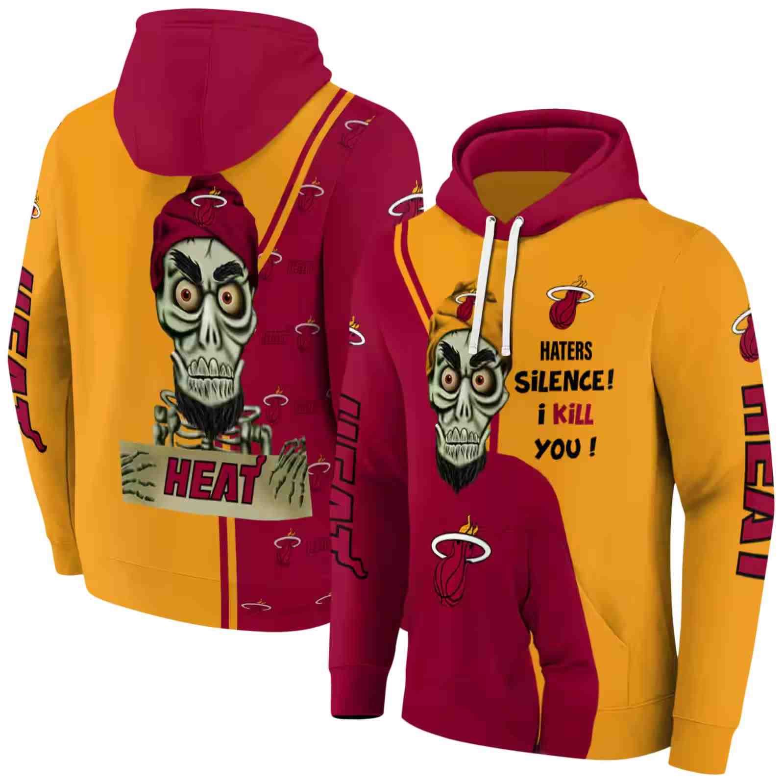 miami heat achmed skull red hoodie fashion forward