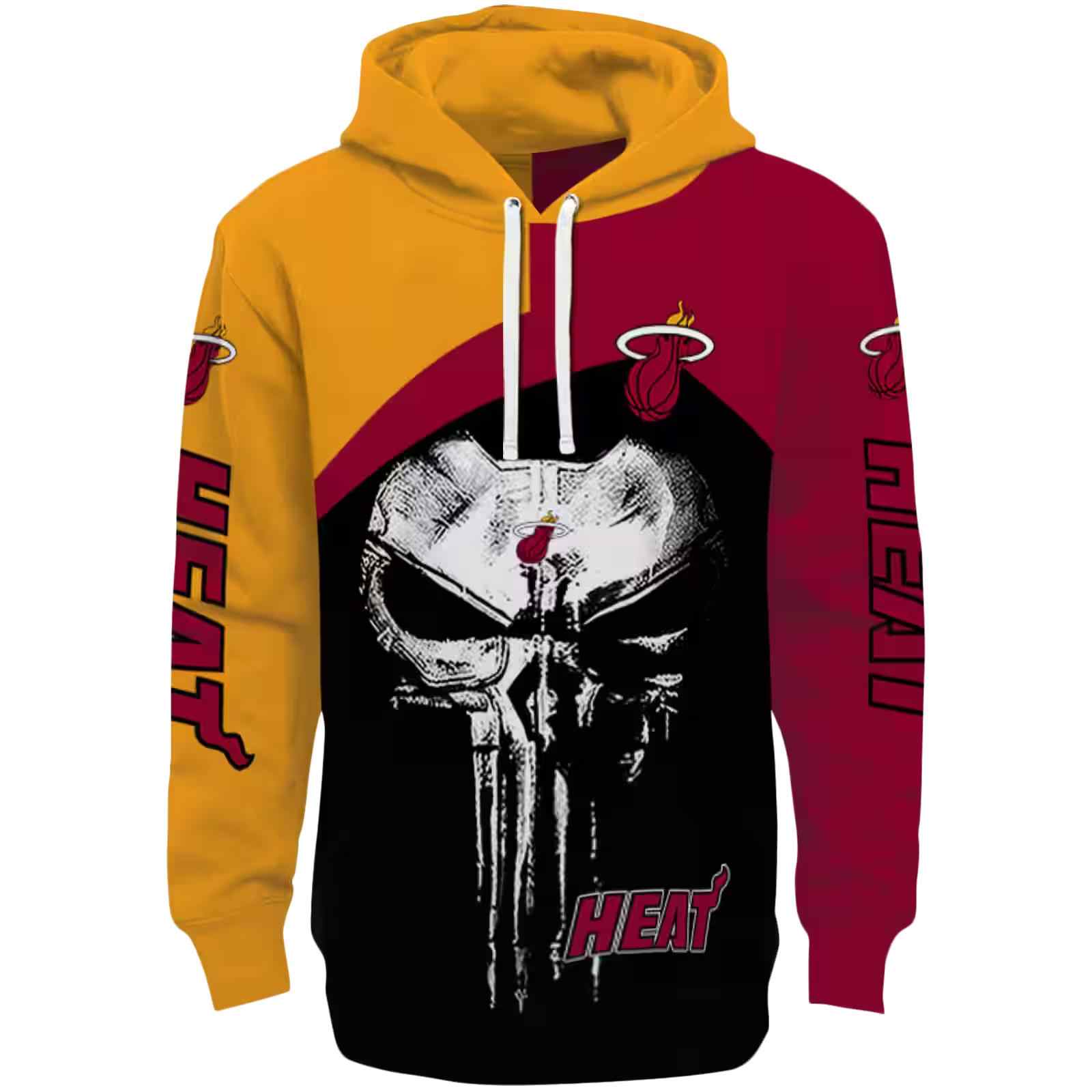 Miami Heat Skull Punisher Yellow Black Hoodie