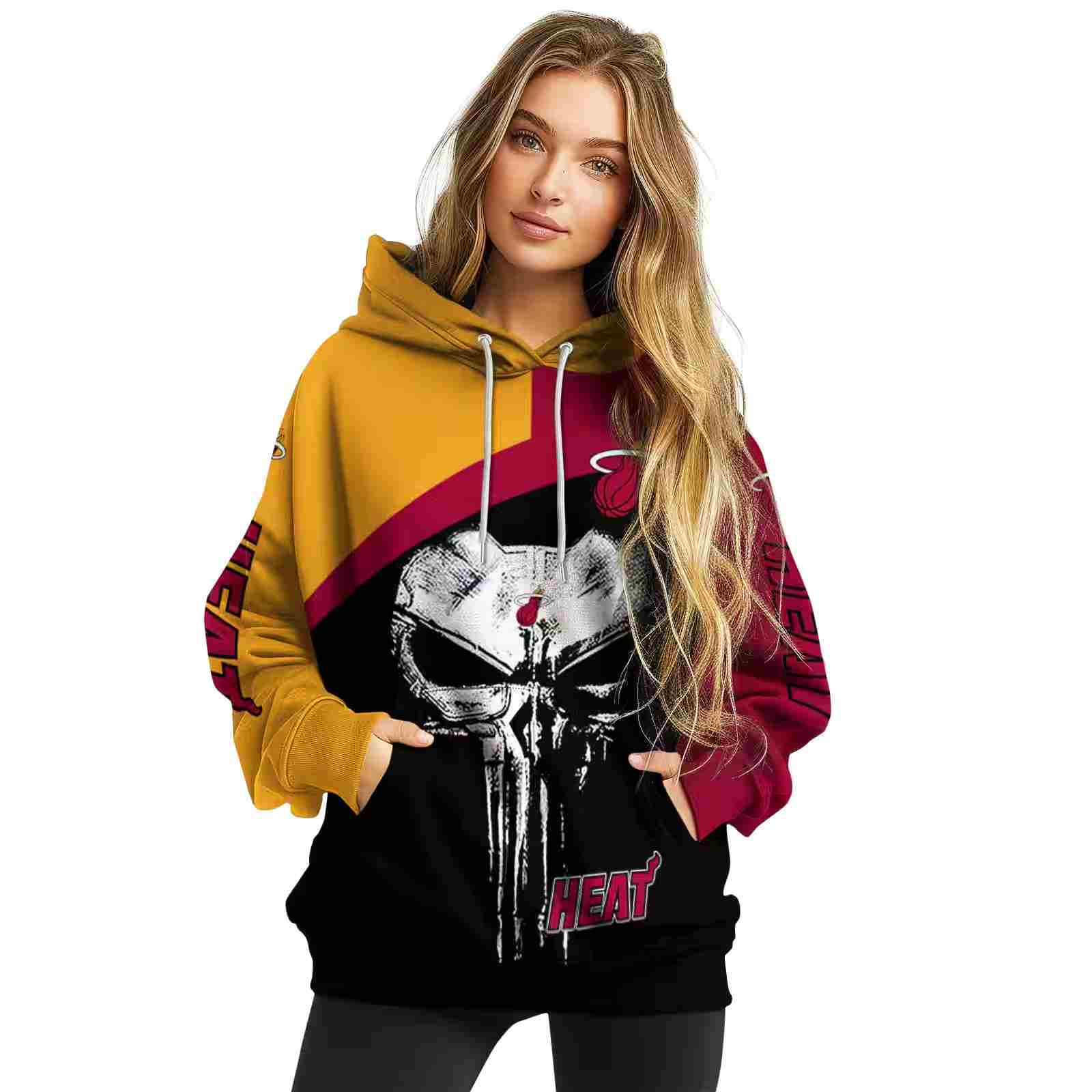 miami heat skull punisher yellow black hoodie high quality