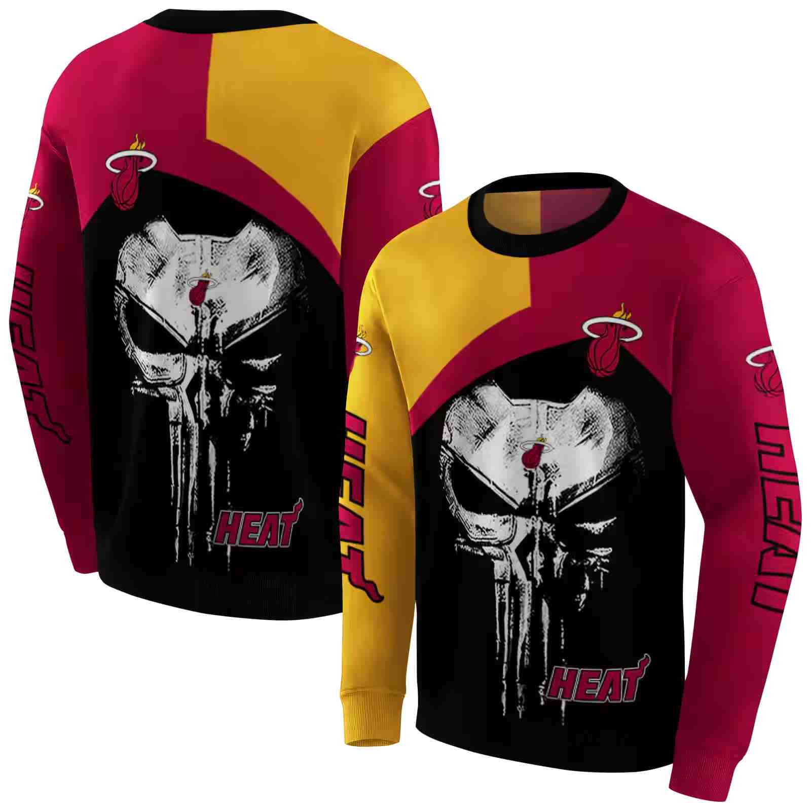 miami heat skull punisher yellow black hoodie premium grade