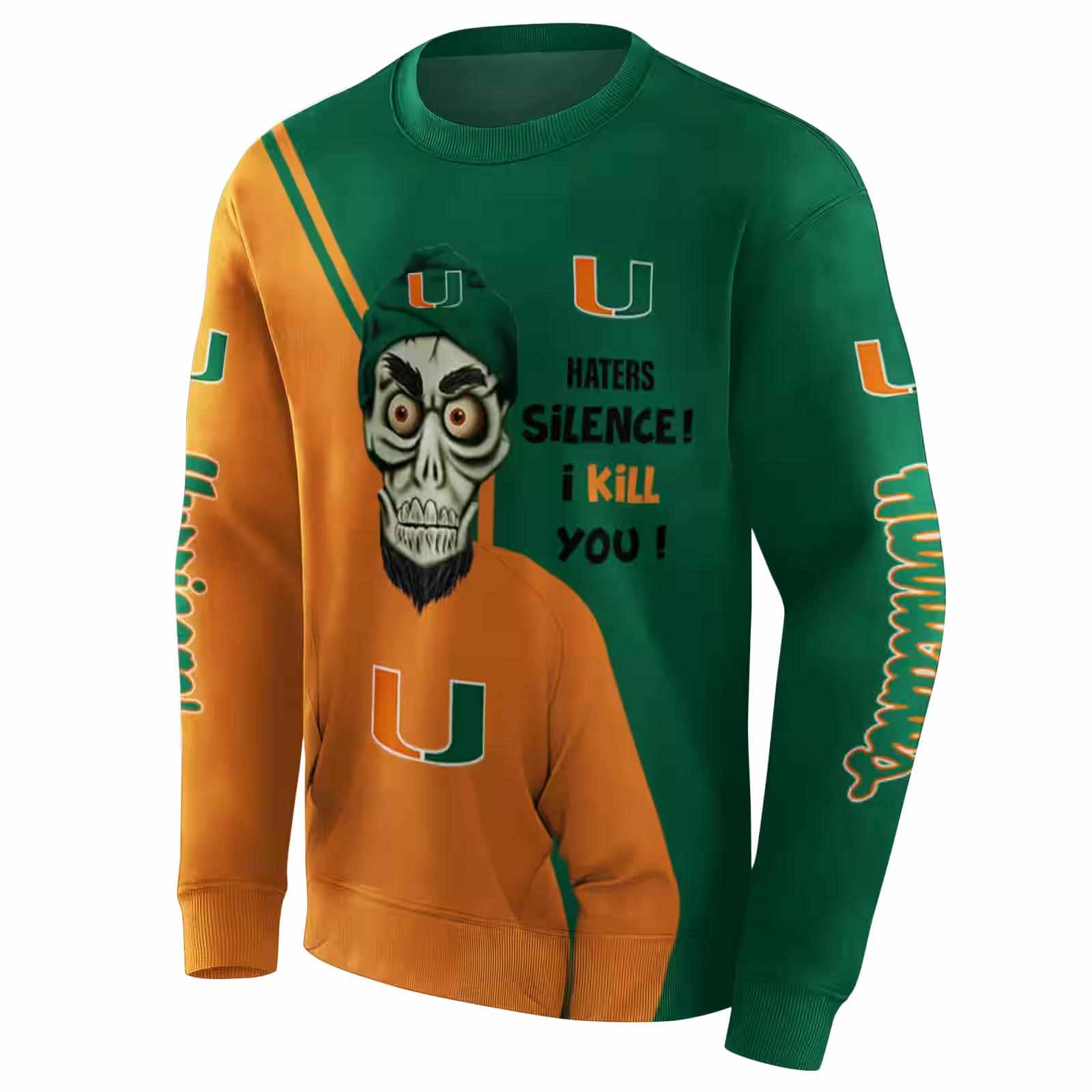 miami hurricanes achmed skull orange hoodie new arrival