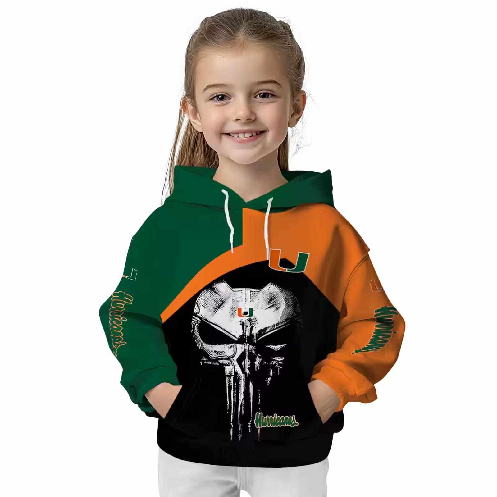 miami hurricanes skull punisher green black hoodie top rated