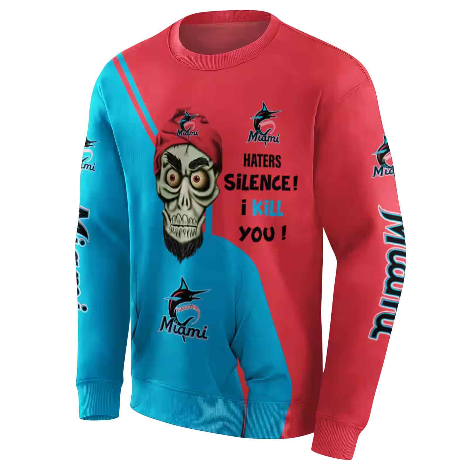 miami marlins achmed skull blue hoodie new arrival