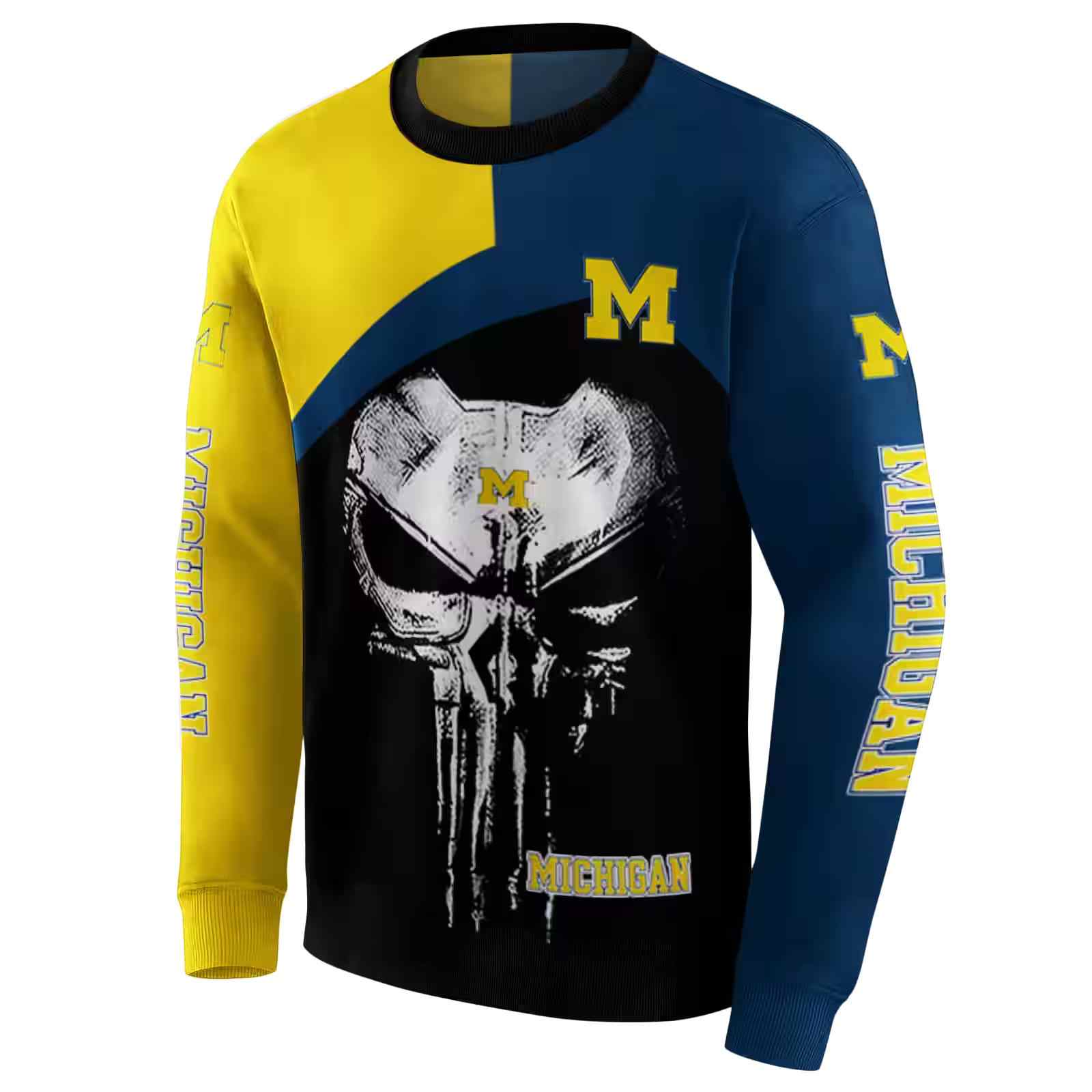 michigan wolverines skull punisher maize black hoodie new arrival