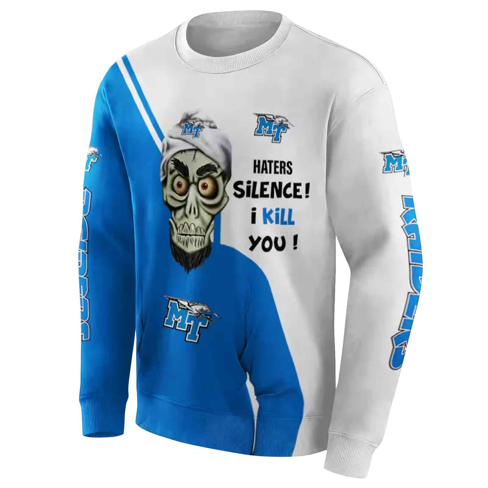 middle tennessee blue raiders achmed skull blue hoodie new arrival