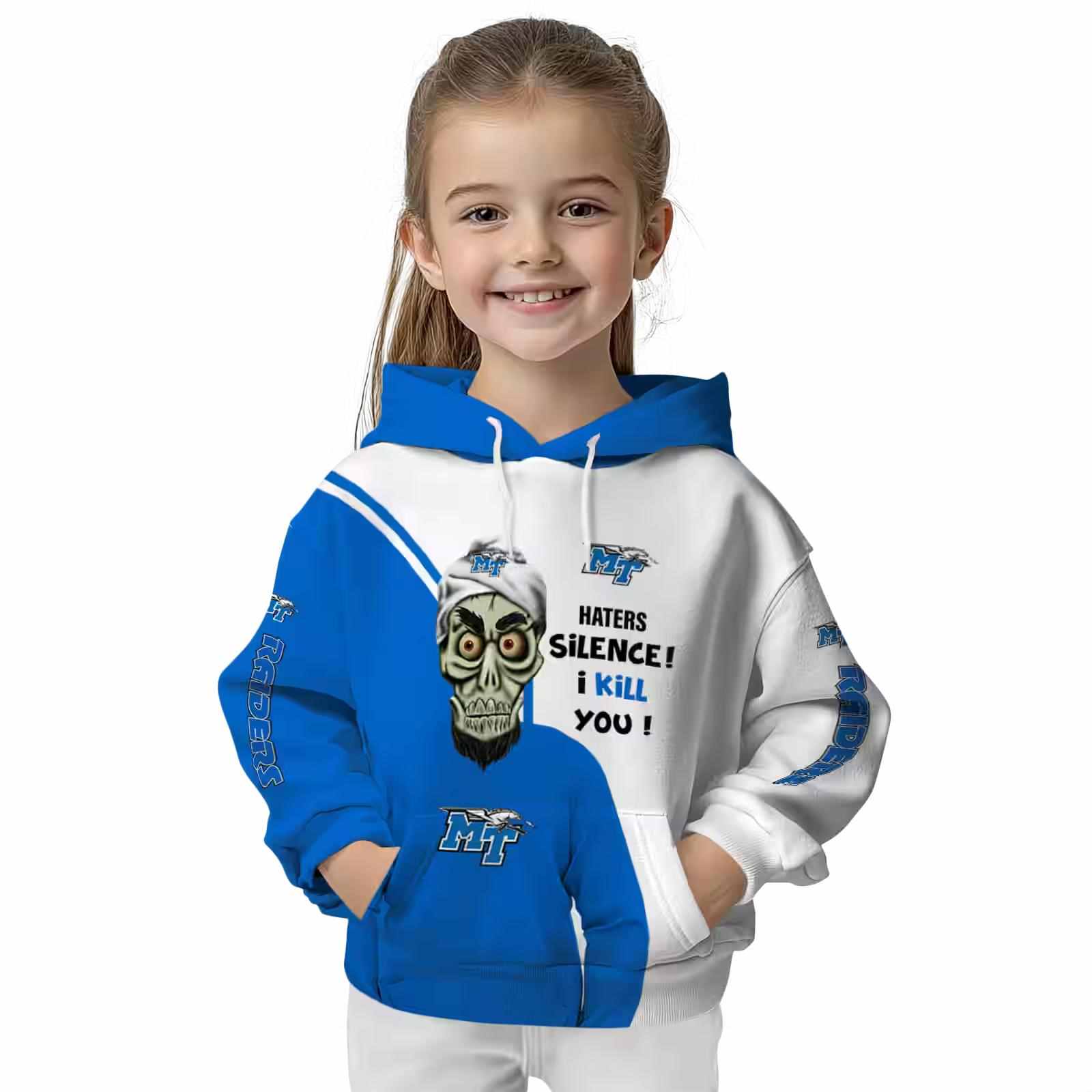 middle tennessee blue raiders achmed skull blue hoodie top rated