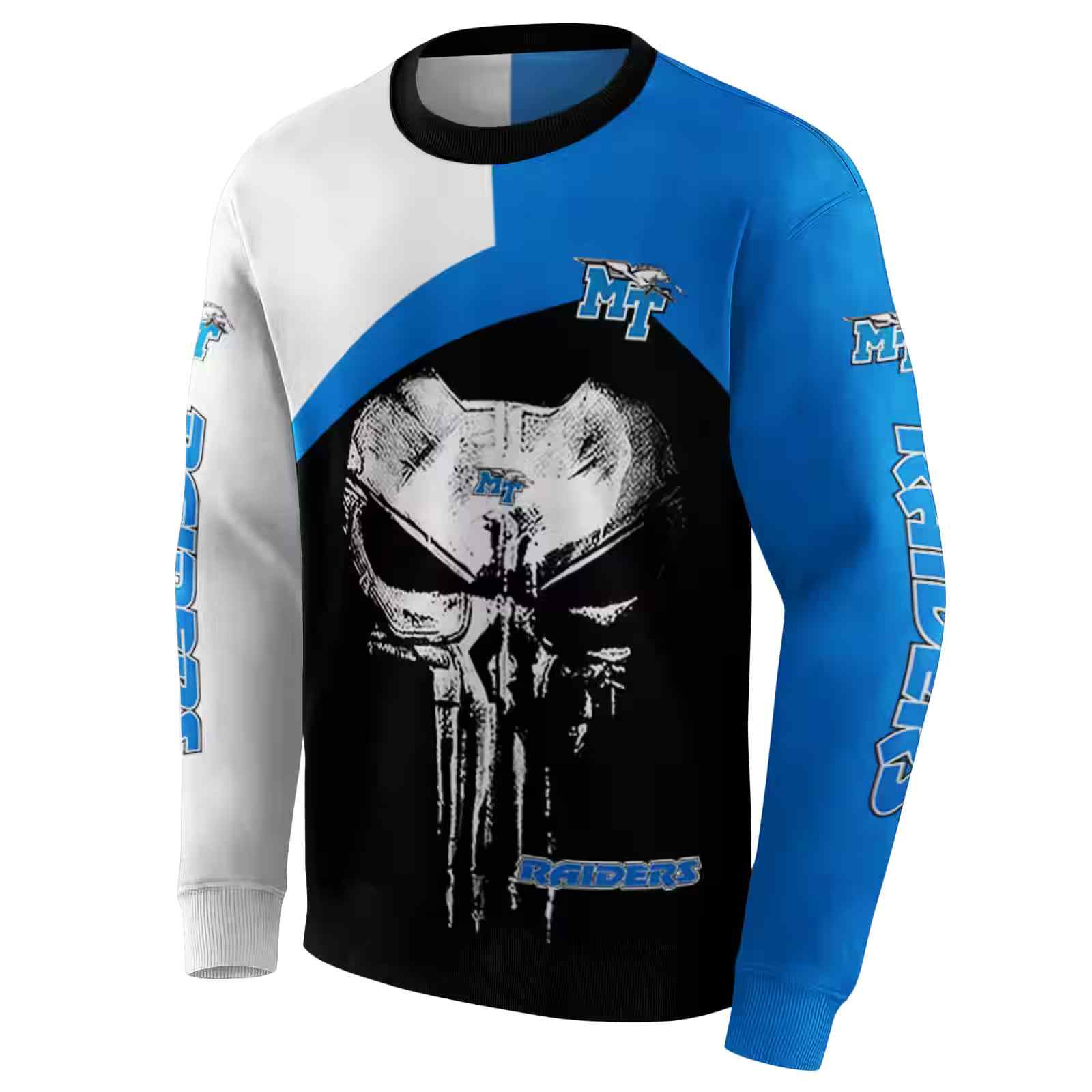 middle tennessee blue raiders skull punisher white black hoodie new arrival