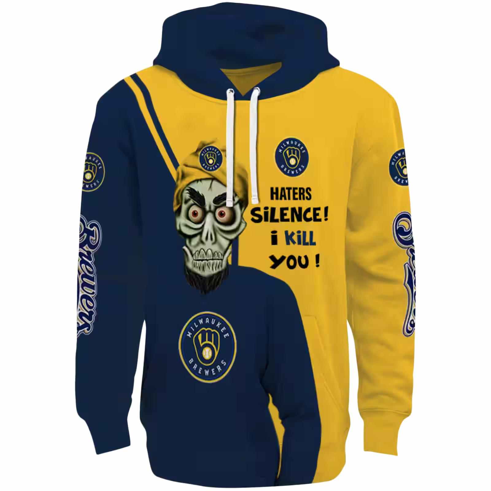 Milwaukee Brewers Achmed Skull Navy Blue Hoodie