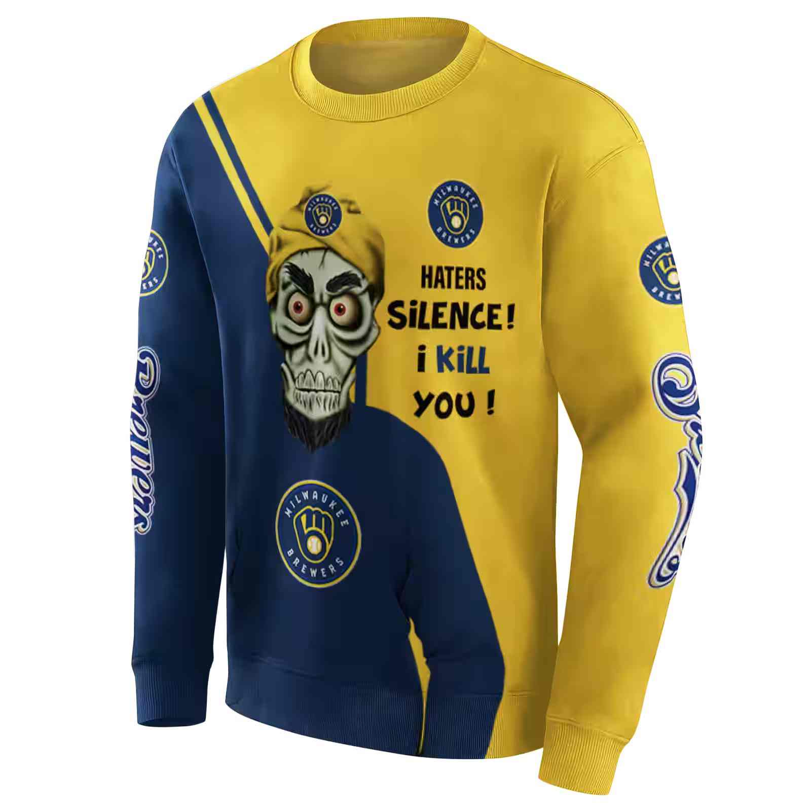 milwaukee brewers achmed skull navy blue hoodie new arrival