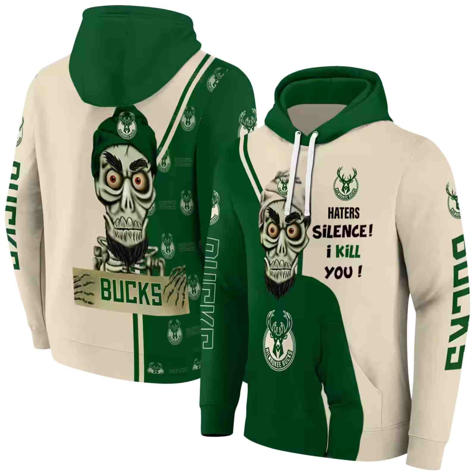 milwaukee bucks achmed skull green hoodie fashion forward