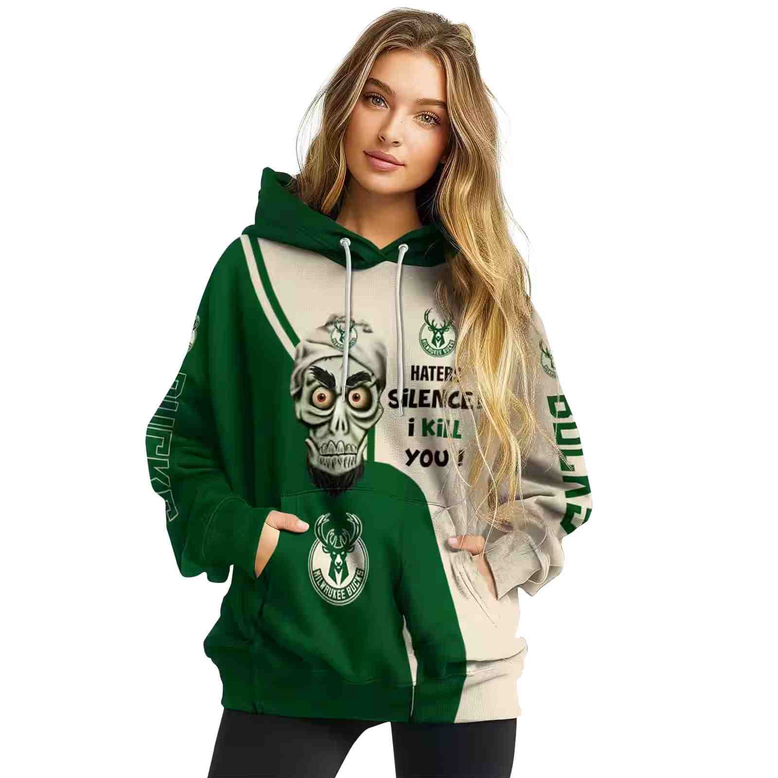 milwaukee bucks achmed skull green hoodie high quality