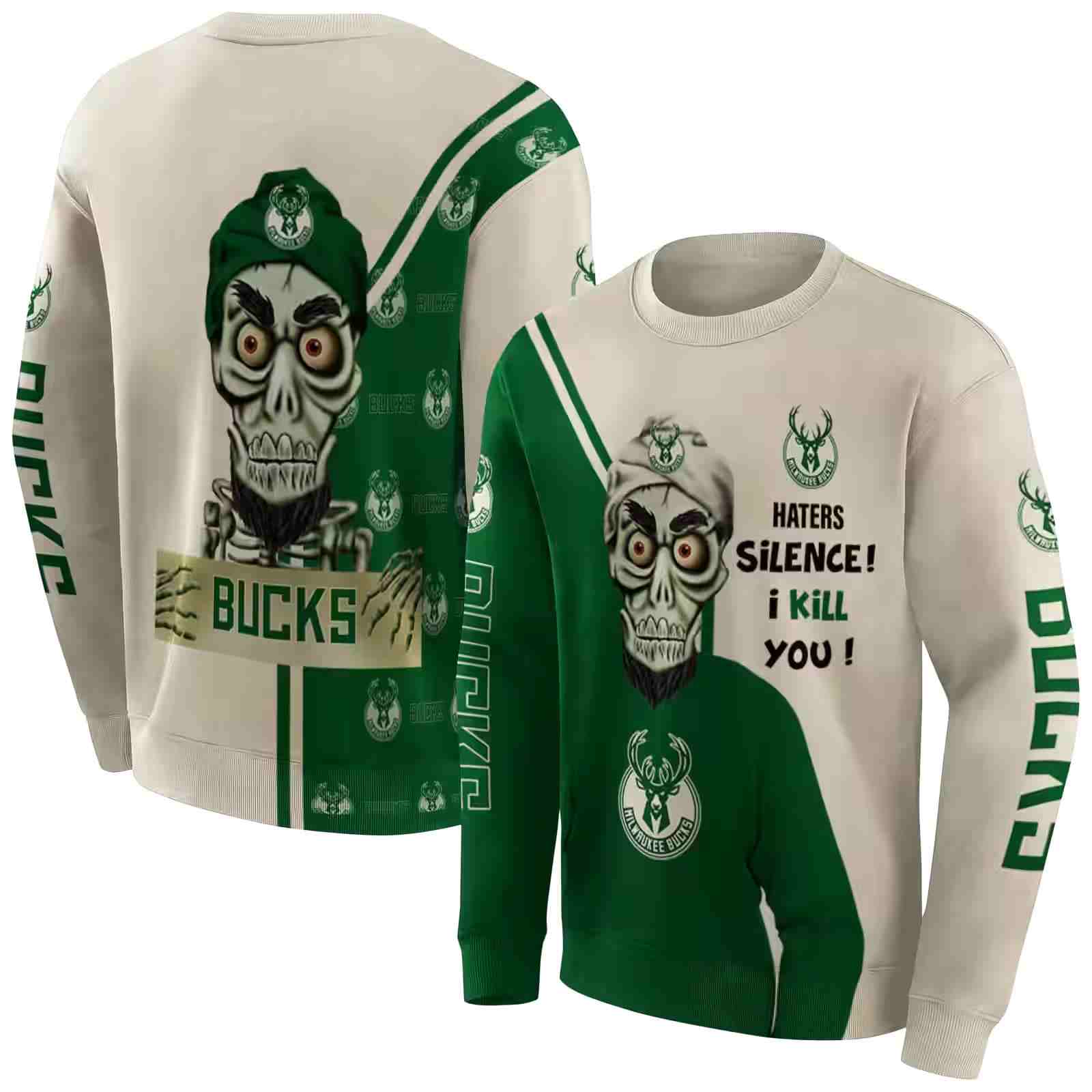 milwaukee bucks achmed skull green hoodie premium grade