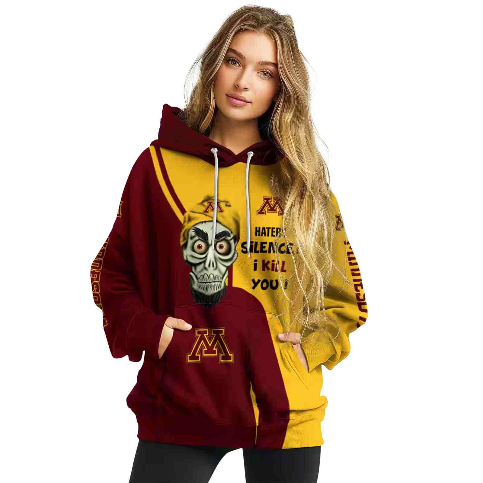 minnesota golden gophers achmed skull maroon hoodie high quality