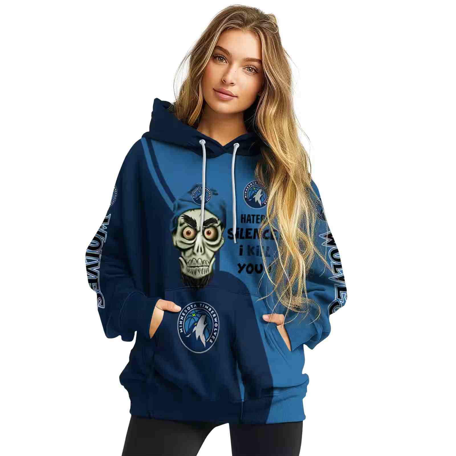 minnesota timberwolves achmed skull midnight blue hoodie high quality