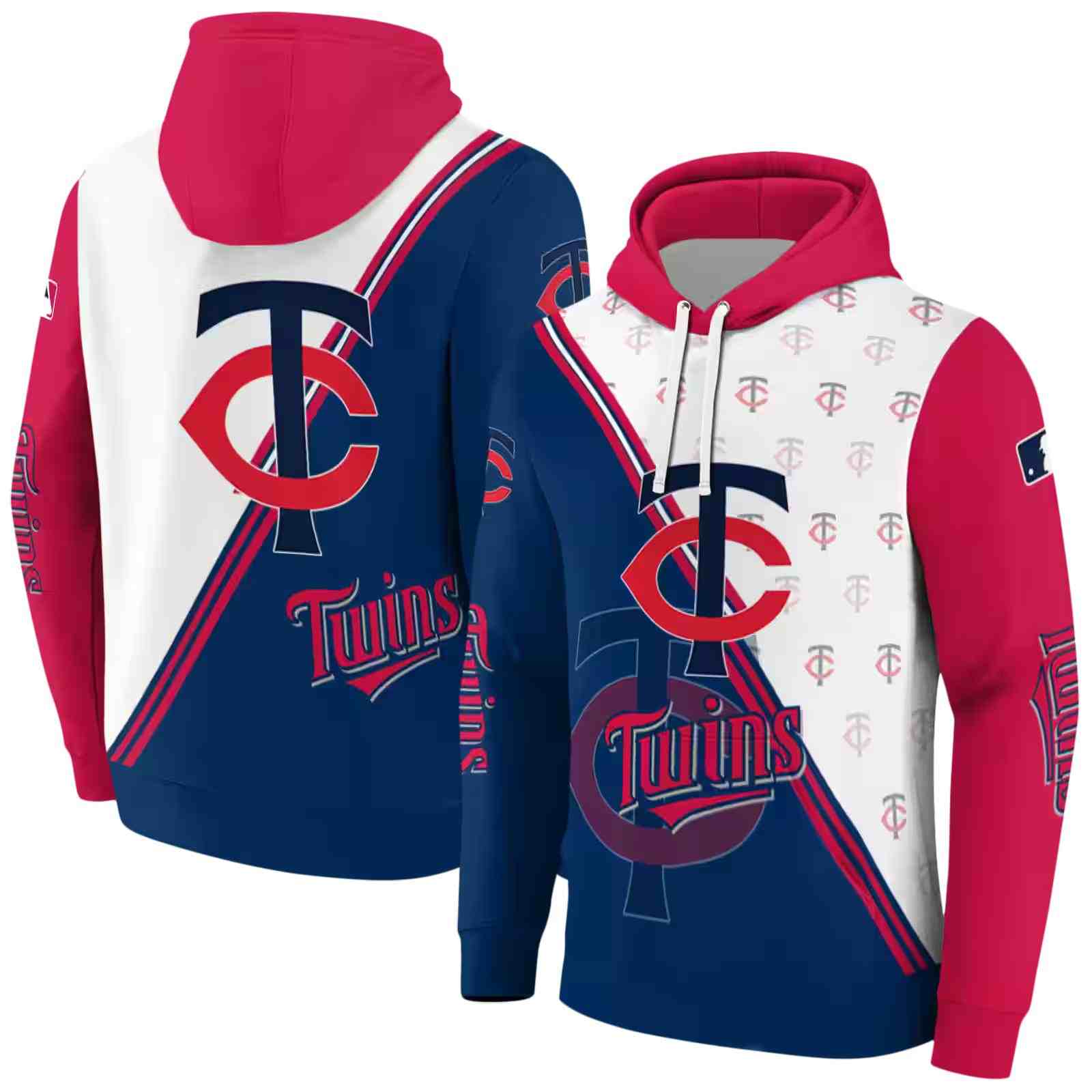 minnesota twins diagonal stripe navy white hoodie fashion forward