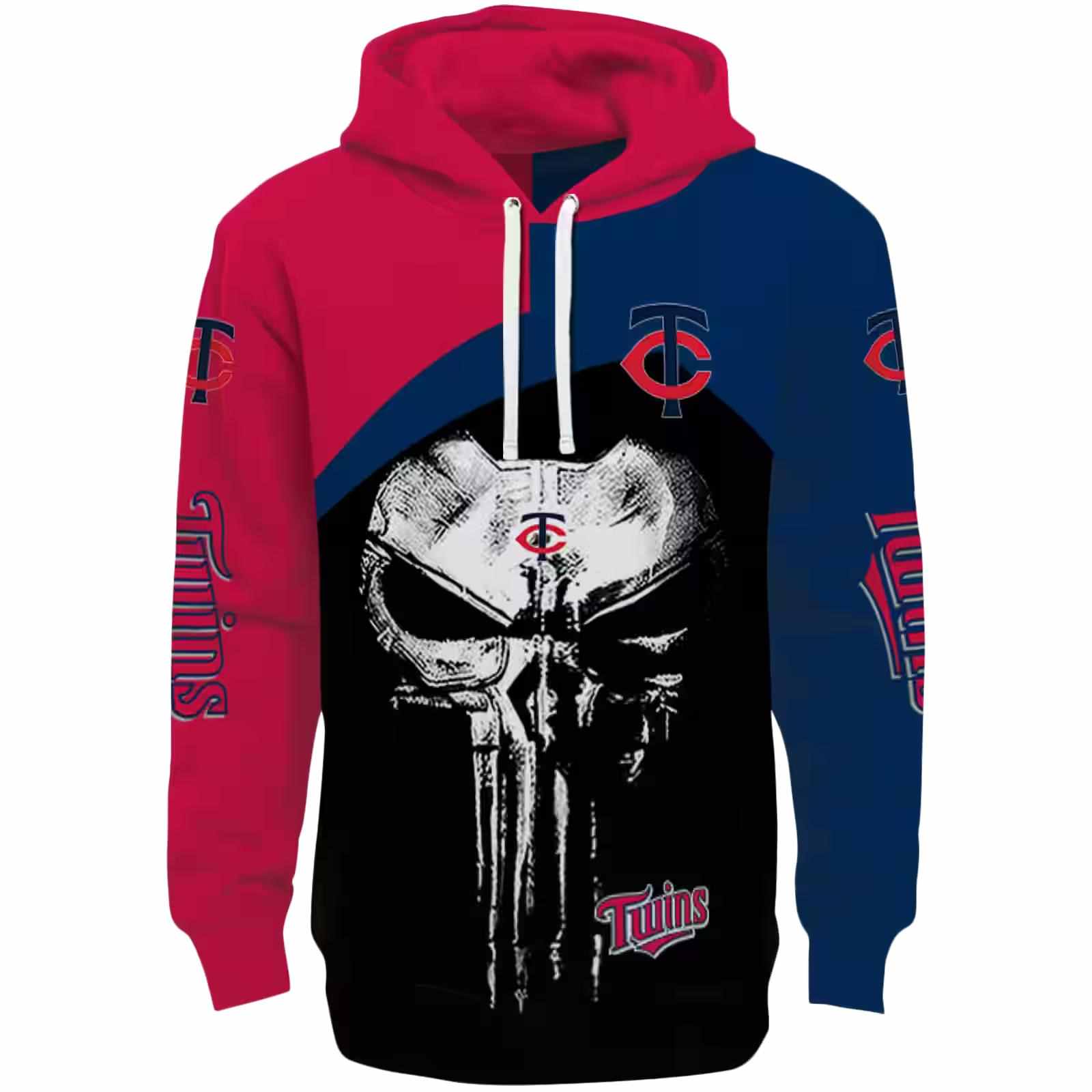 Minnesota Twins Skull Punisher Red Black Hoodie