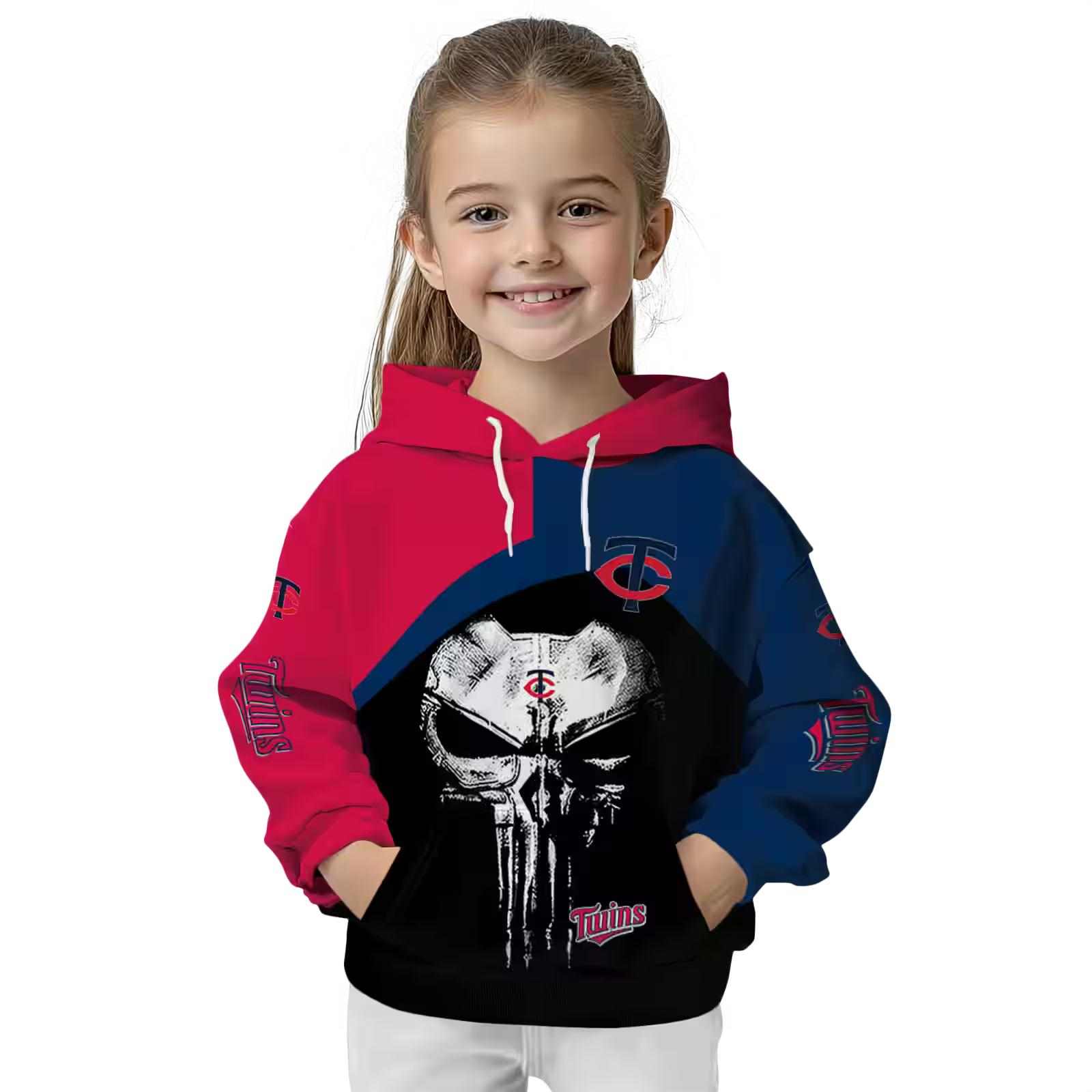 minnesota twins skull punisher red black hoodie top rated