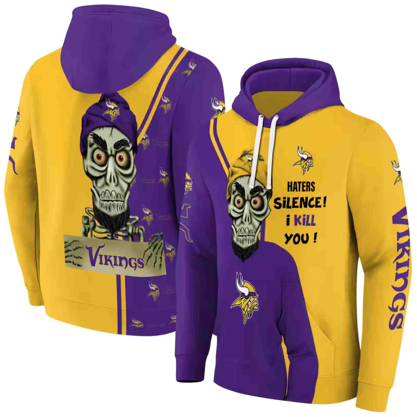 minnesota vikings achmed skull purple hoodie fashion forward