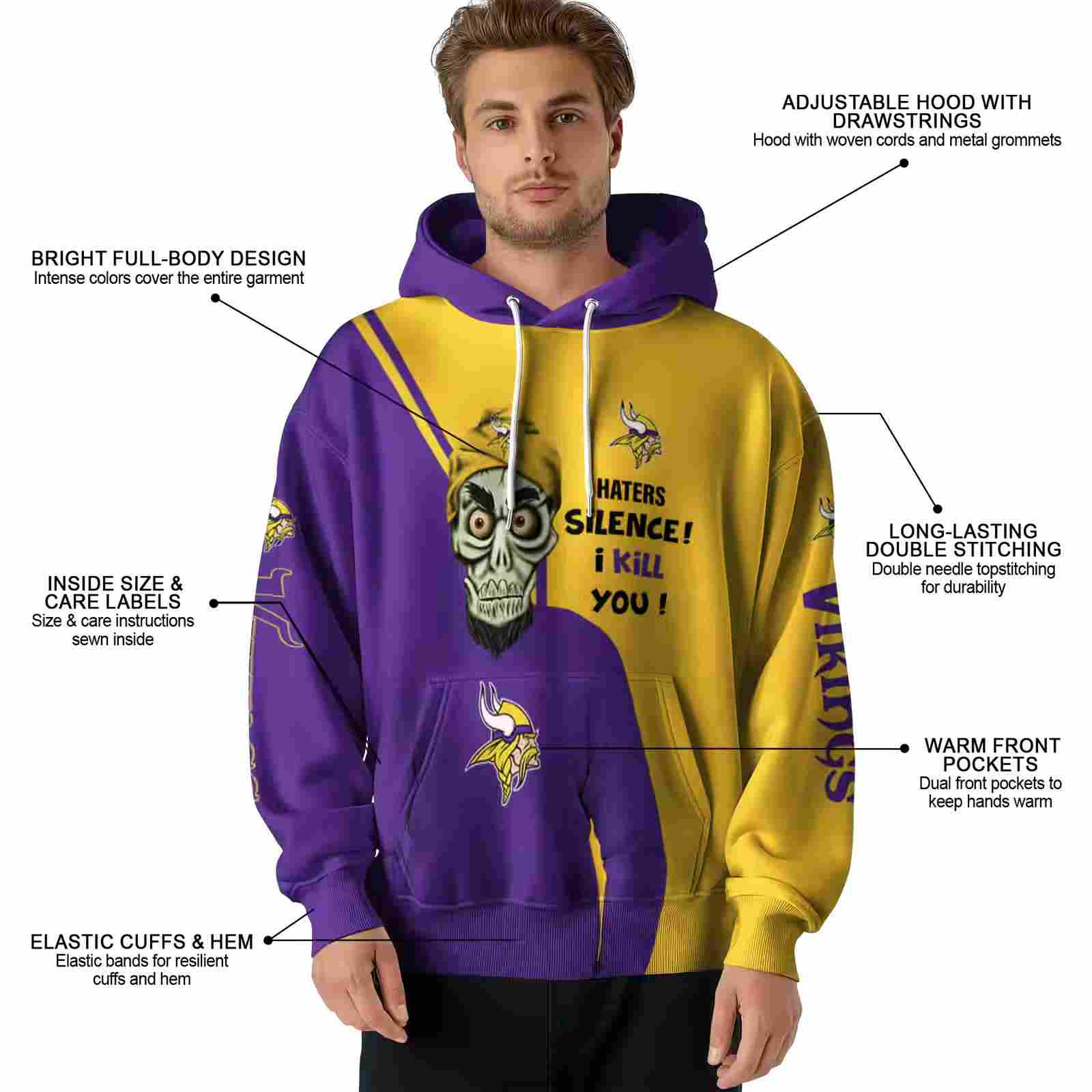 minnesota vikings achmed skull purple hoodie latest model