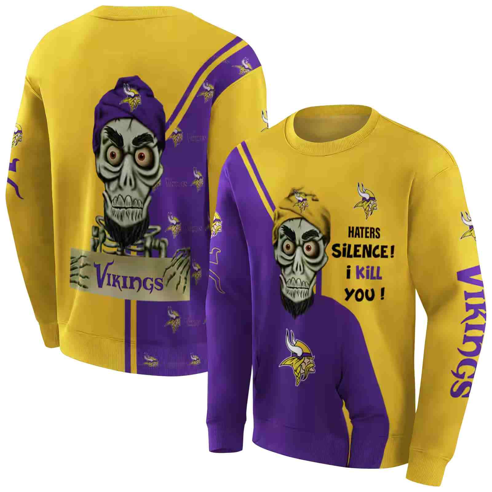 minnesota vikings achmed skull purple hoodie premium grade