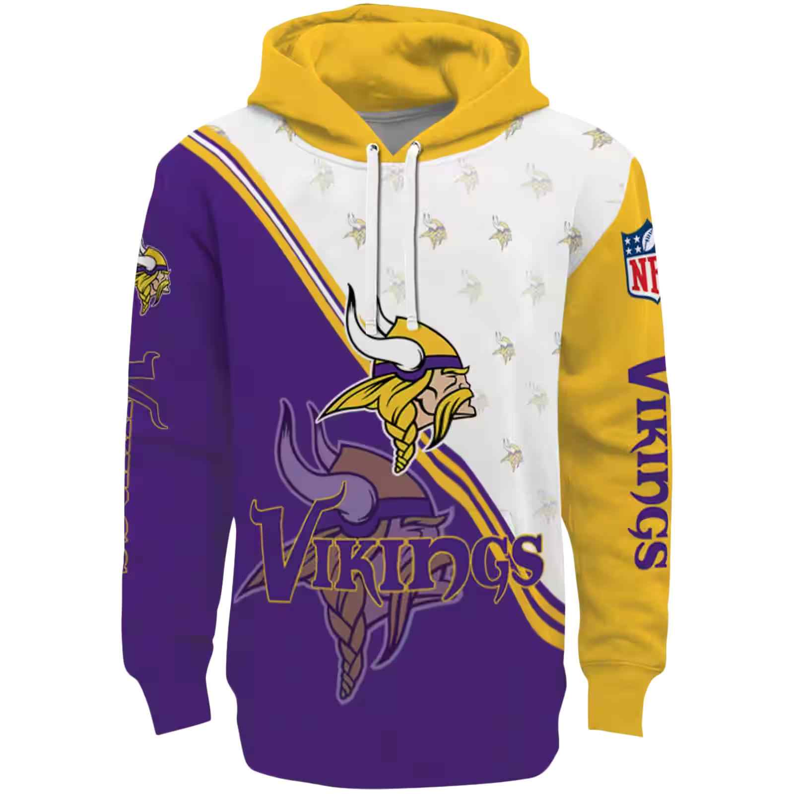 Minnesota Vikings Diagonal Stripe Purple White Hoodie