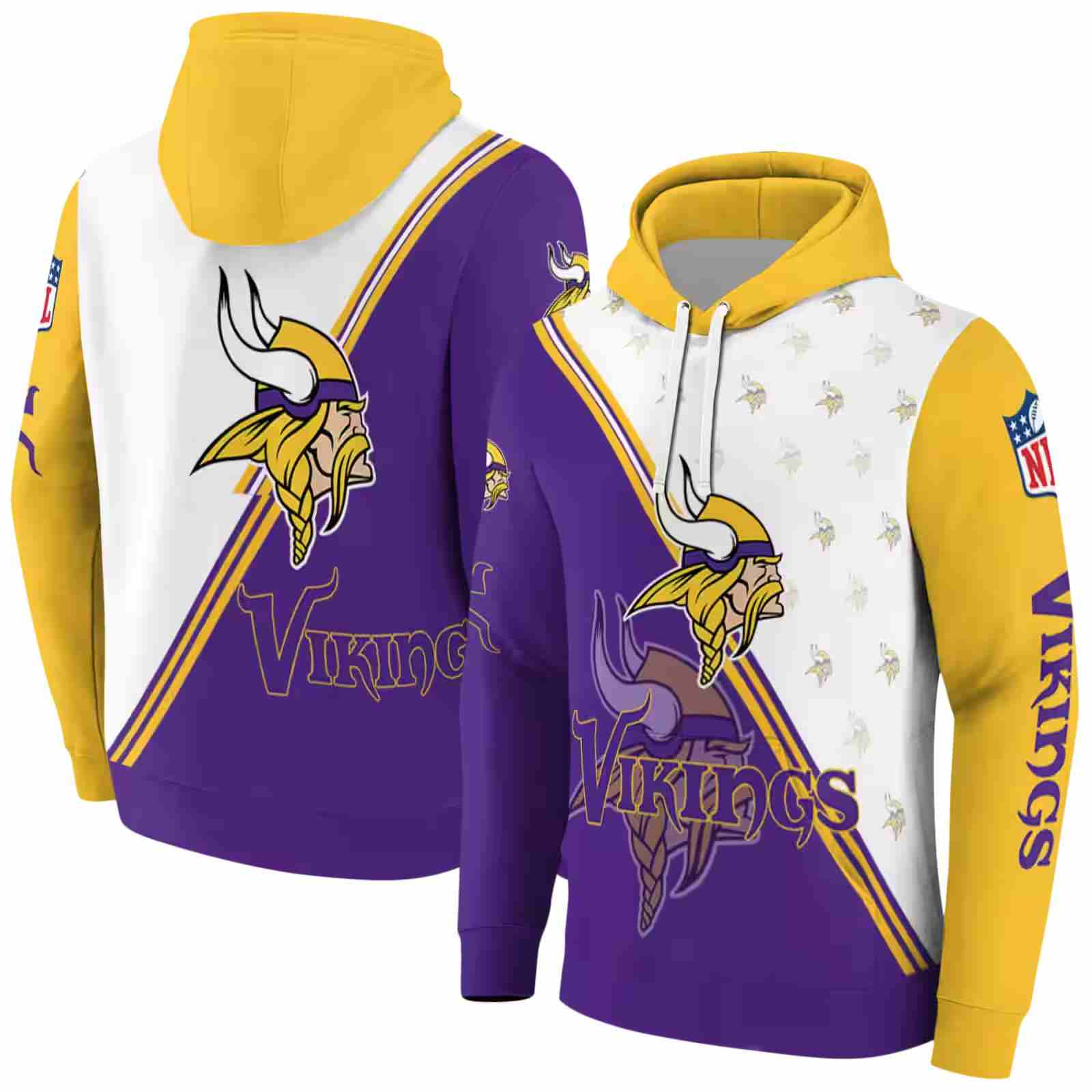 minnesota vikings diagonal stripe purple white hoodie fashion forward