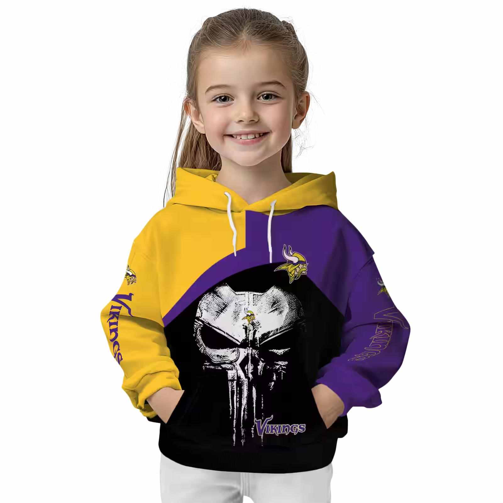 minnesota vikings skull punisher gold black hoodie top rated