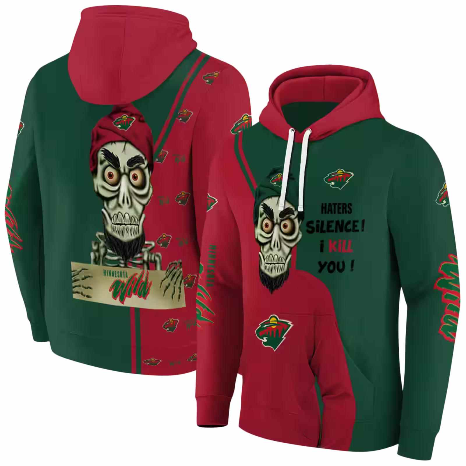 minnesota wild achmed skull red hoodie fashion forward