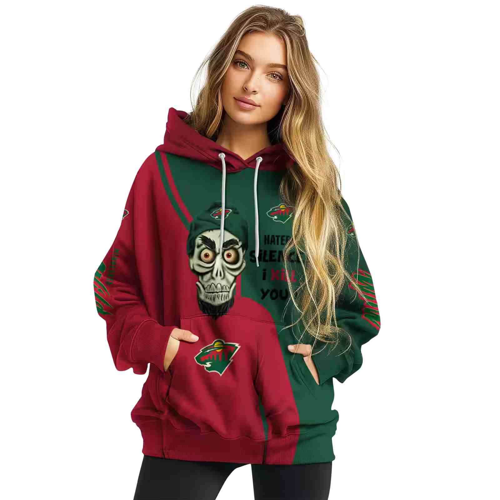 minnesota wild achmed skull red hoodie high quality