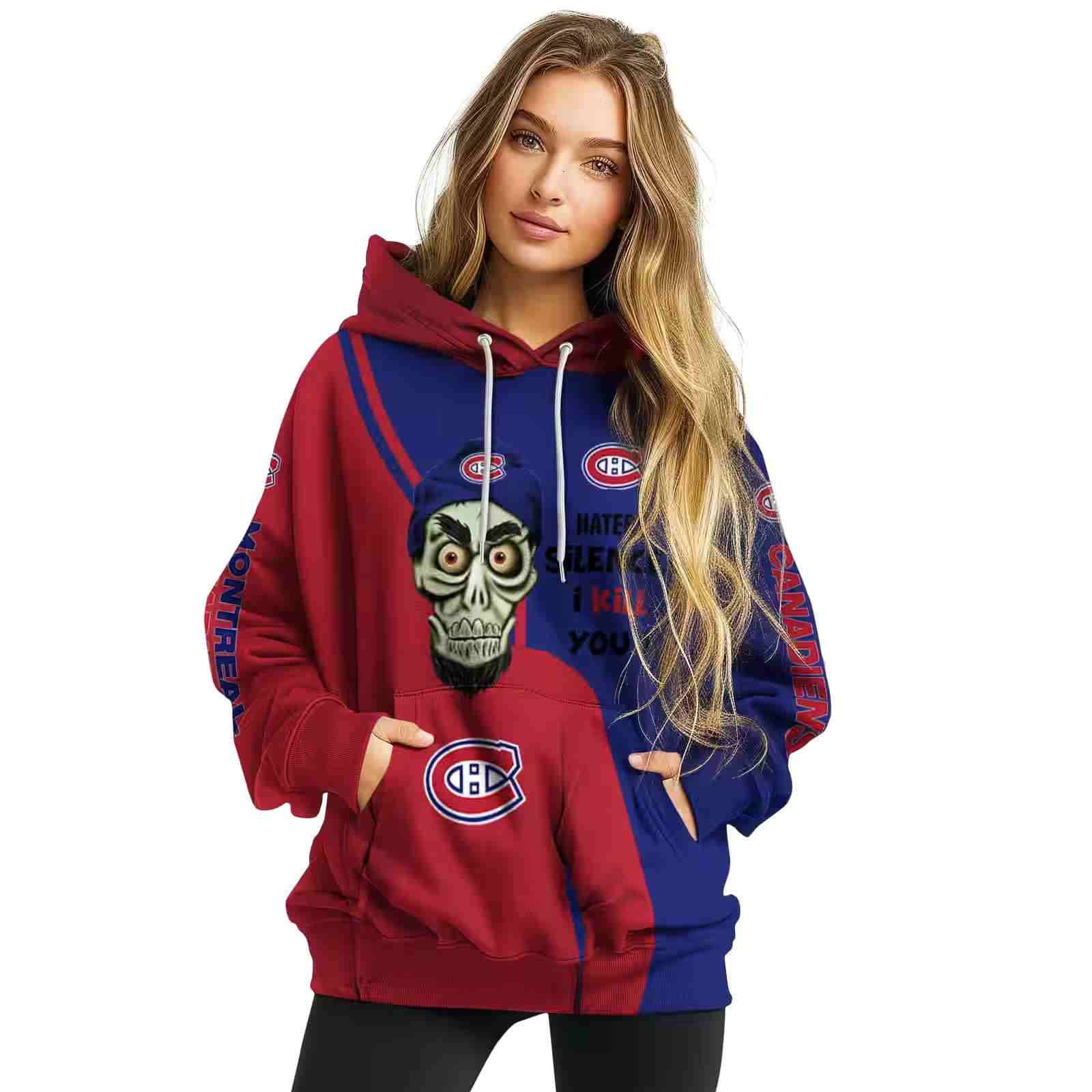 montreal canadiens achmed skull red hoodie high quality