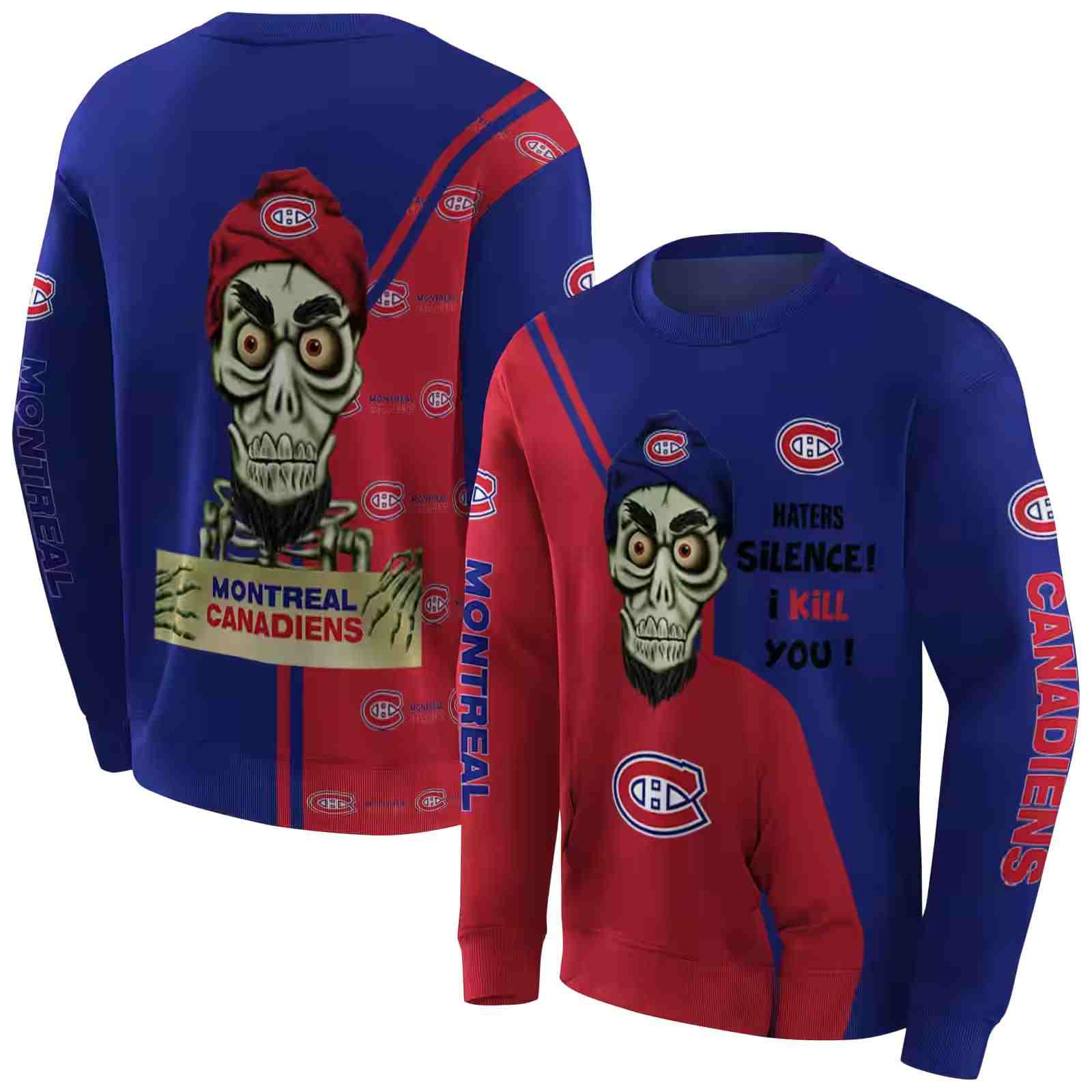 montreal canadiens achmed skull red hoodie premium grade