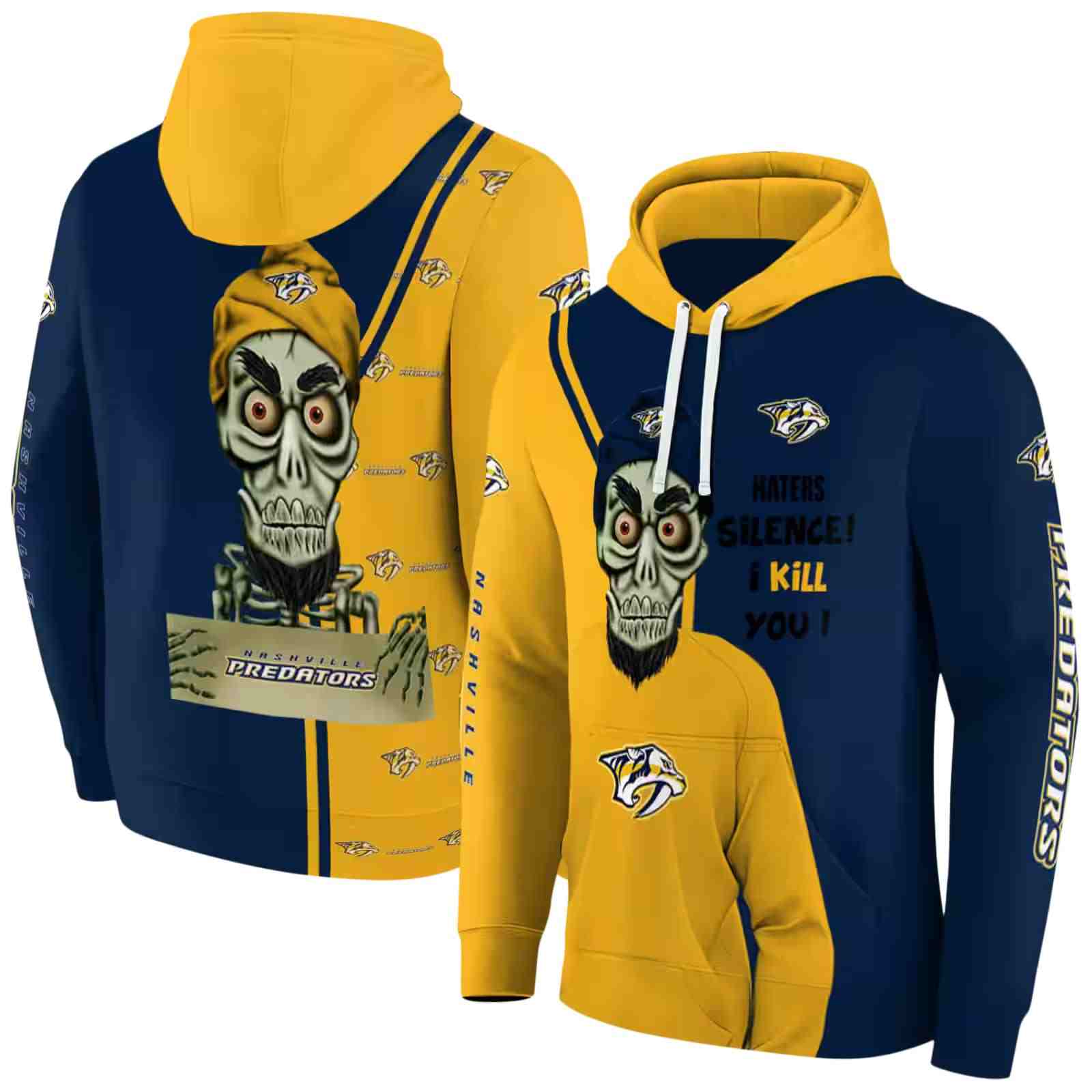nashville predators achmed skull gold hoodie fashion forward