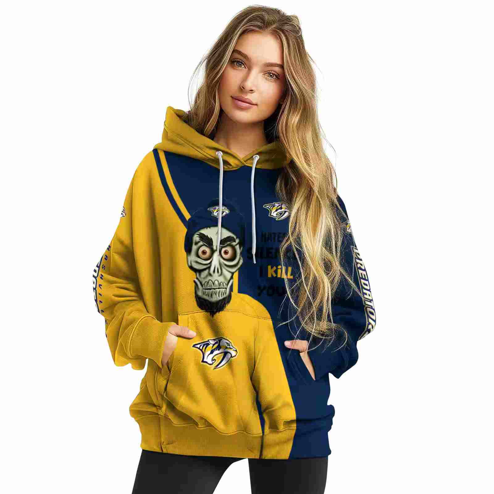 nashville predators achmed skull gold hoodie high quality