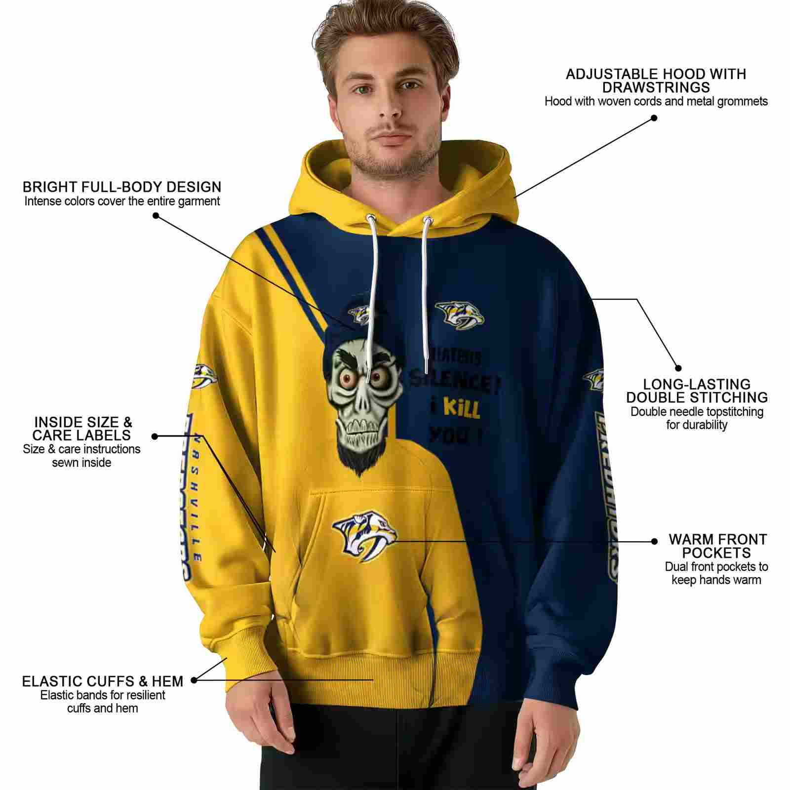 nashville predators achmed skull gold hoodie latest model