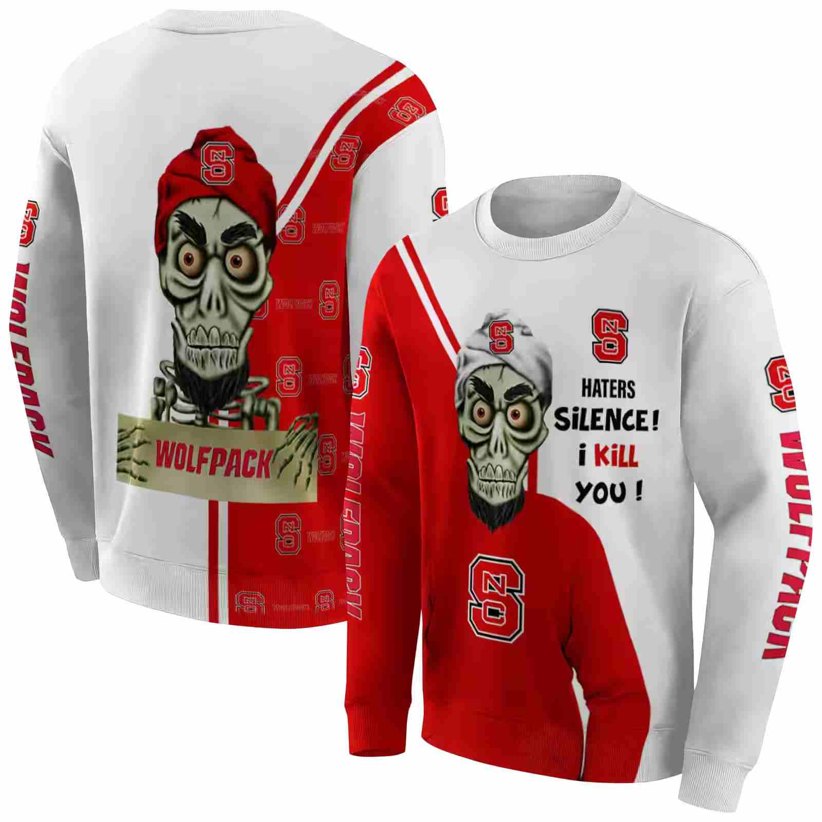 nc state wolfpack achmed skull red hoodie premium grade