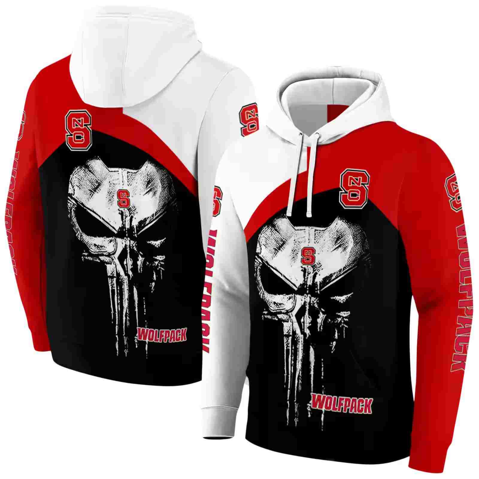 nc state wolfpack skull punisher white black hoodie fashion forward