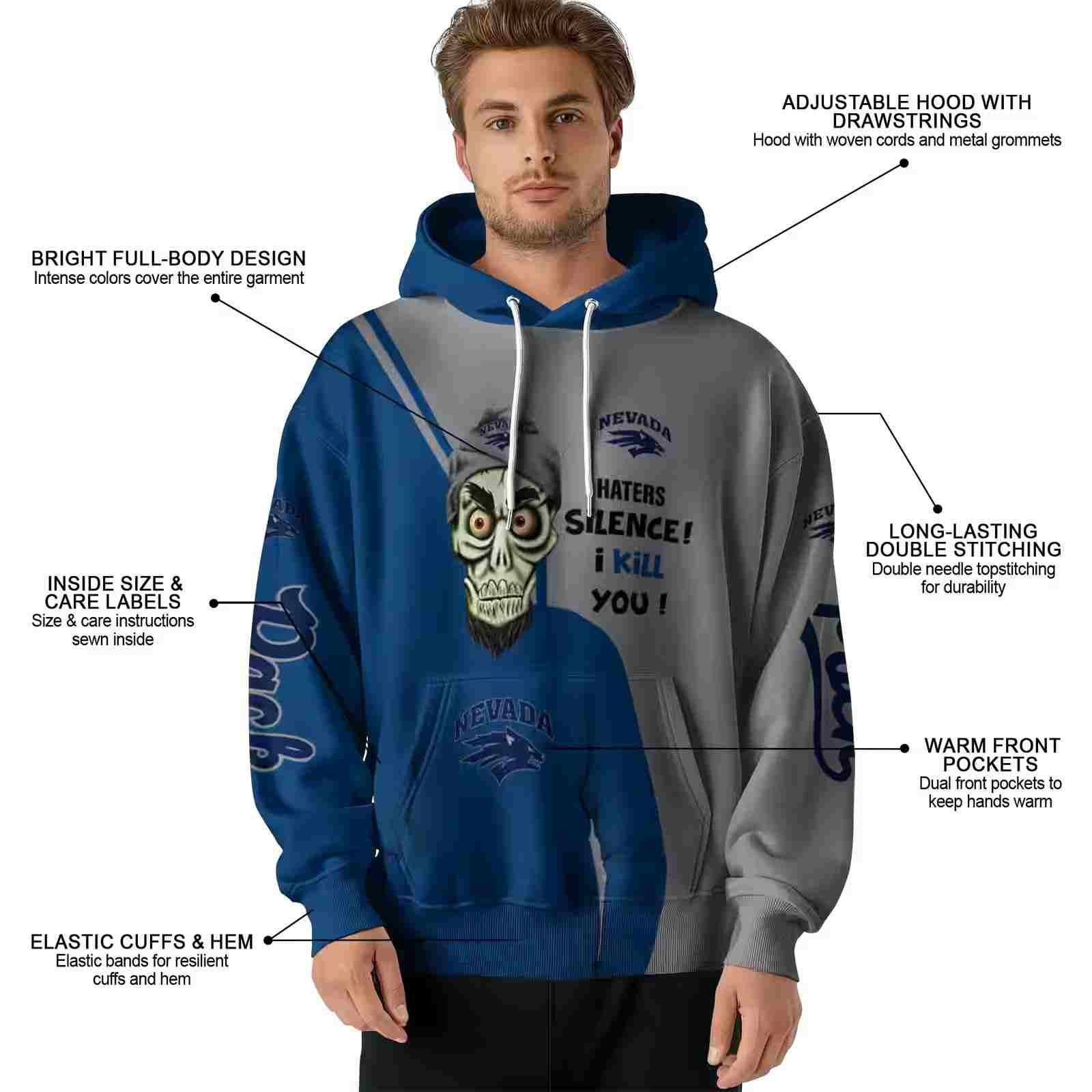 nevada wolf pack achmed skull blue hoodie latest model