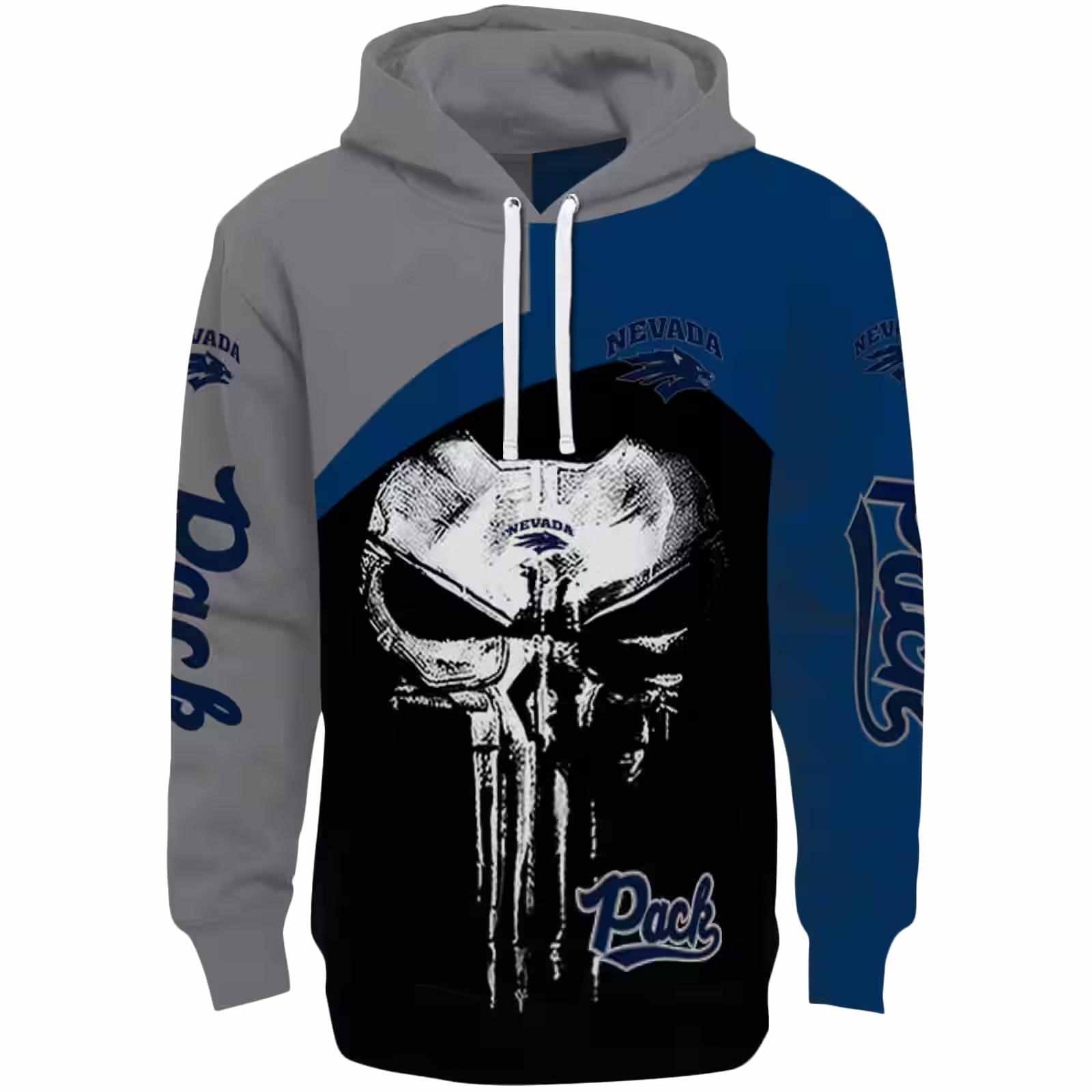 Nevada Wolf Pack Skull Punisher Grey Black Hoodie